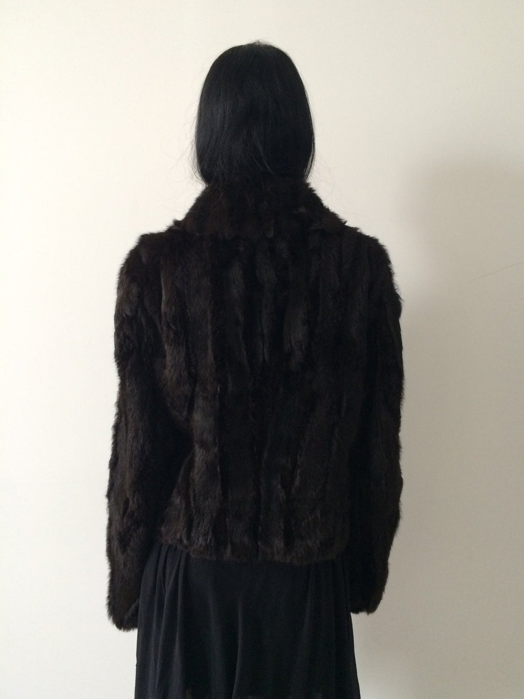rabbit fur and leather bomber size s