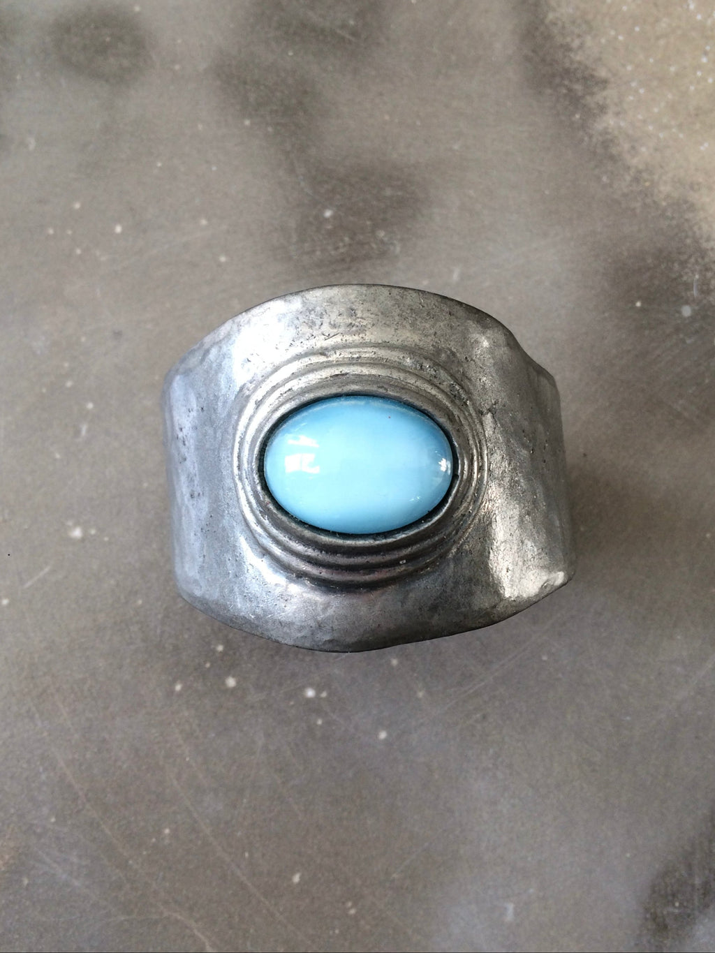 vintage sterling silver plated cuff with blue stone