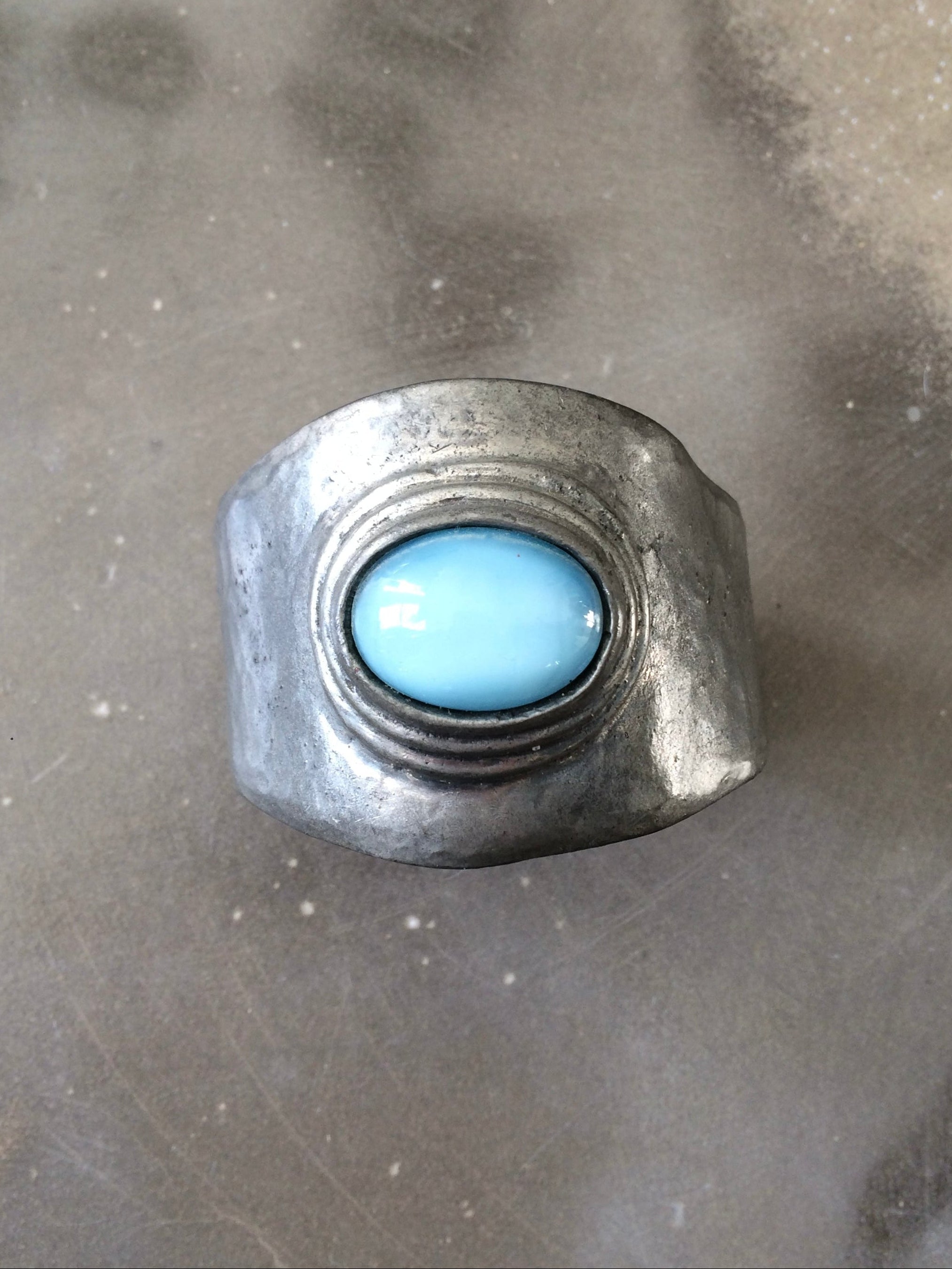 vintage sterling silver plated cuff with blue stone