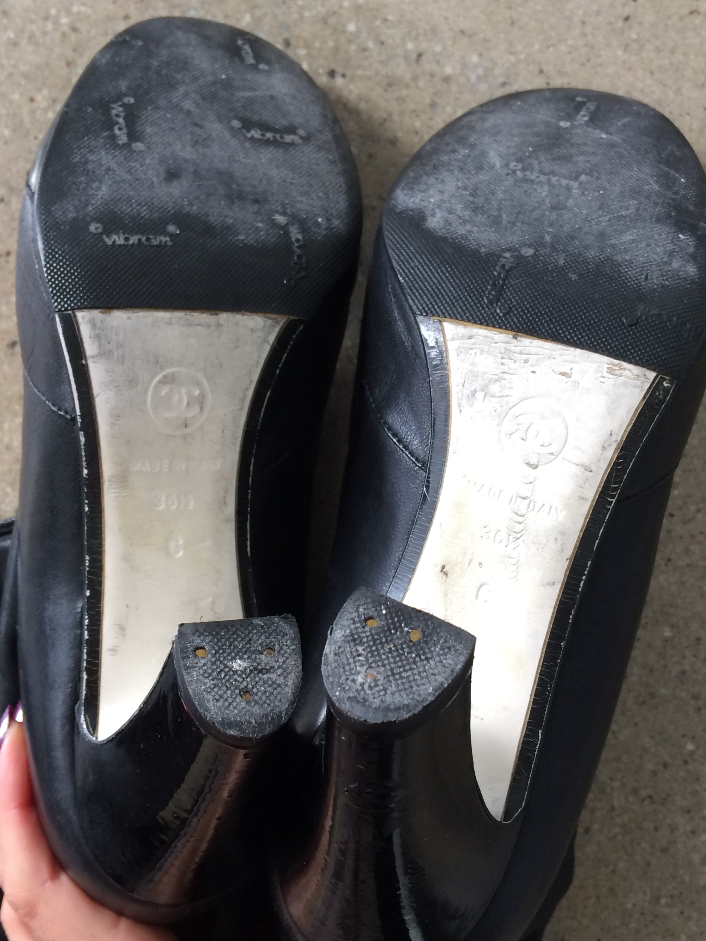 vintage chanel lambskin patent leather boots 36.5