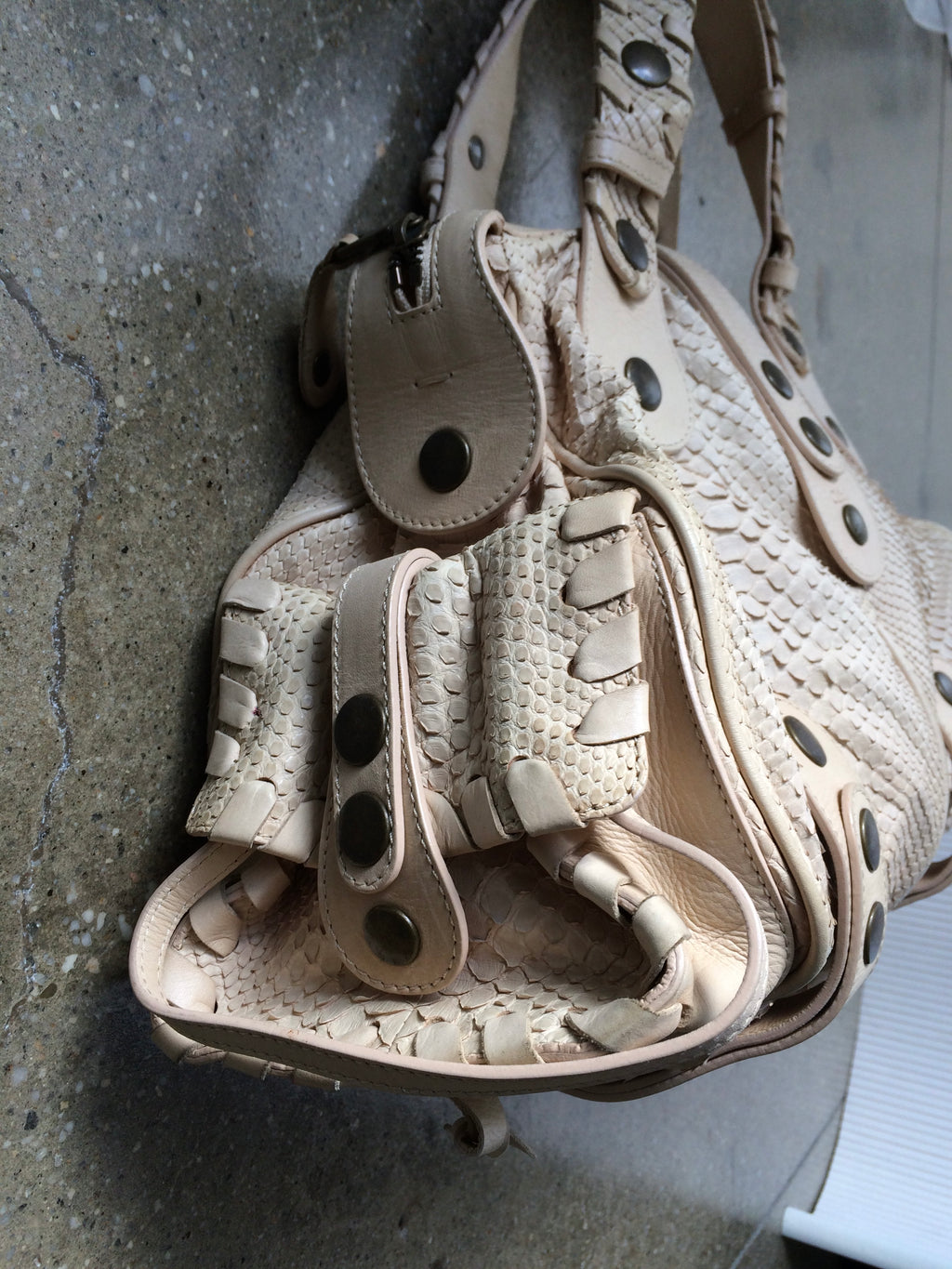 vintage python leather chloe silverado in light beige