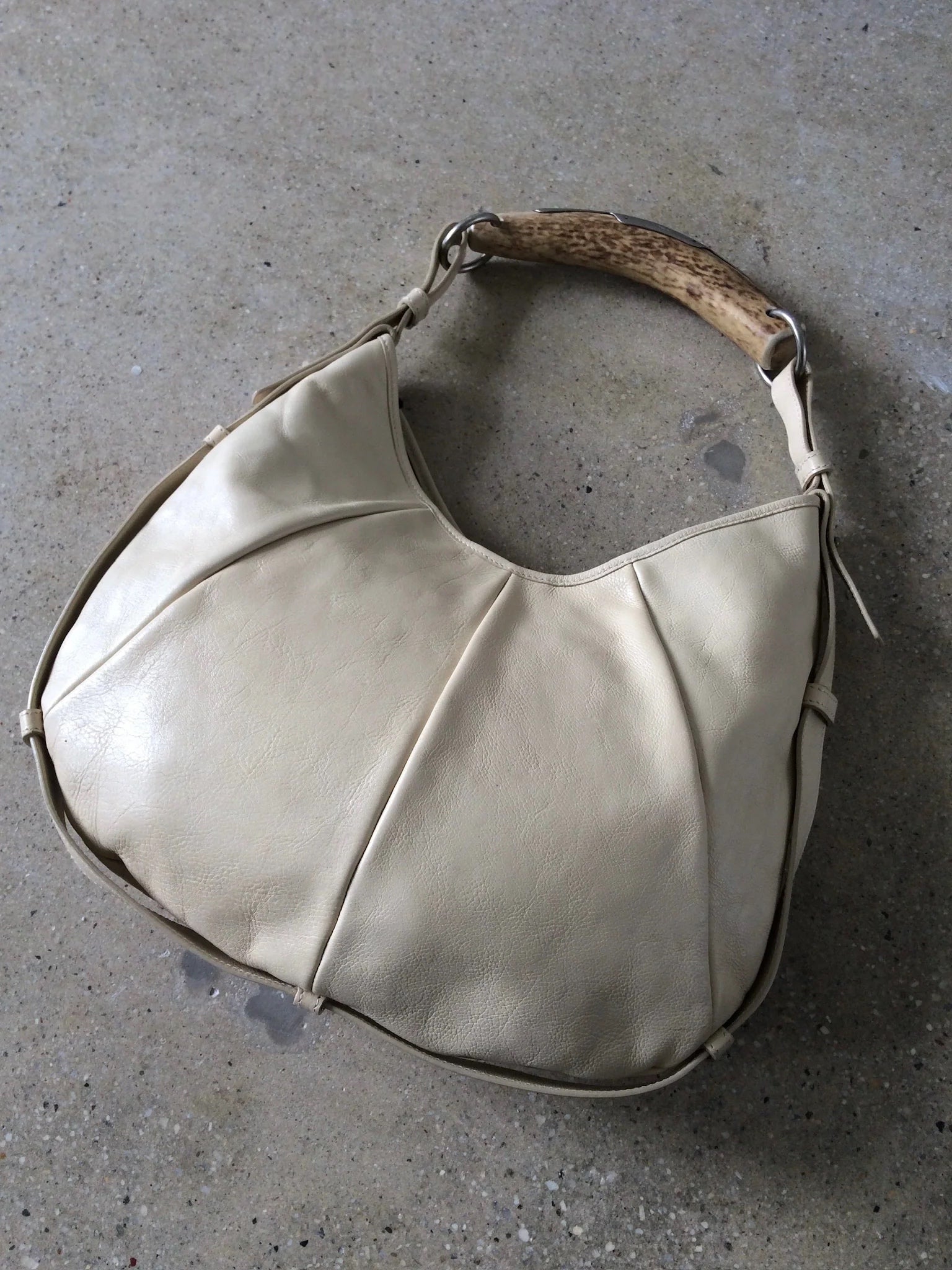 ysl cream leather mombasa with deer horn handle