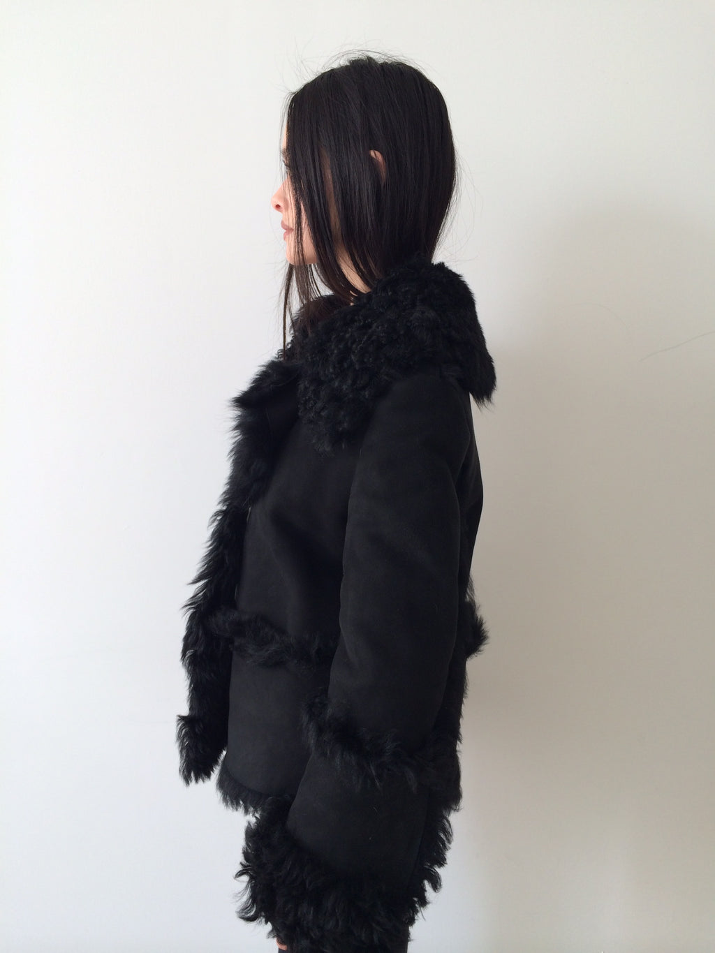 vintage gucci tom ford black shearling coat