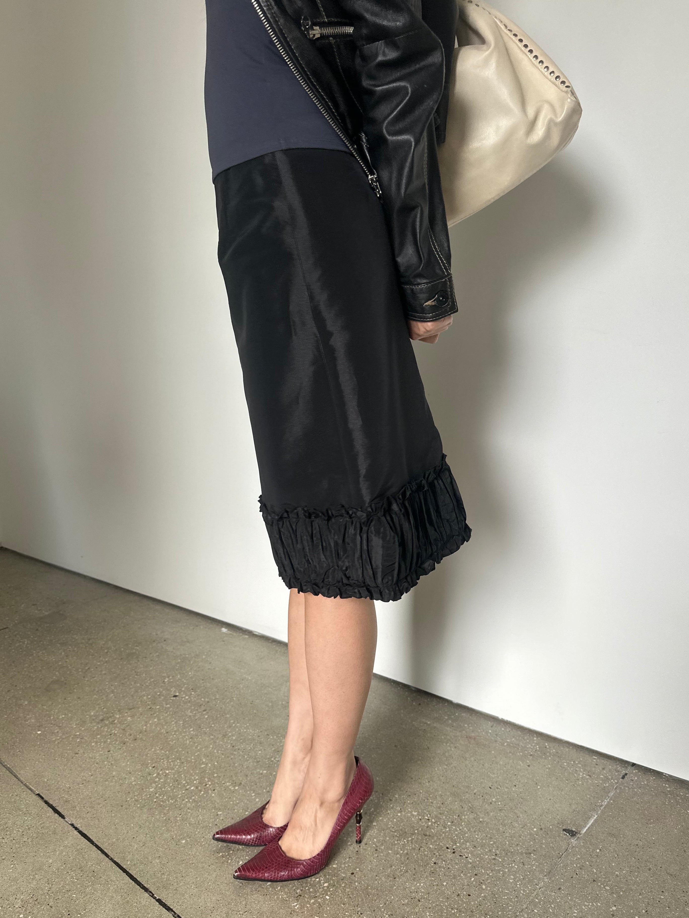 vintage taffeta knee length skirt