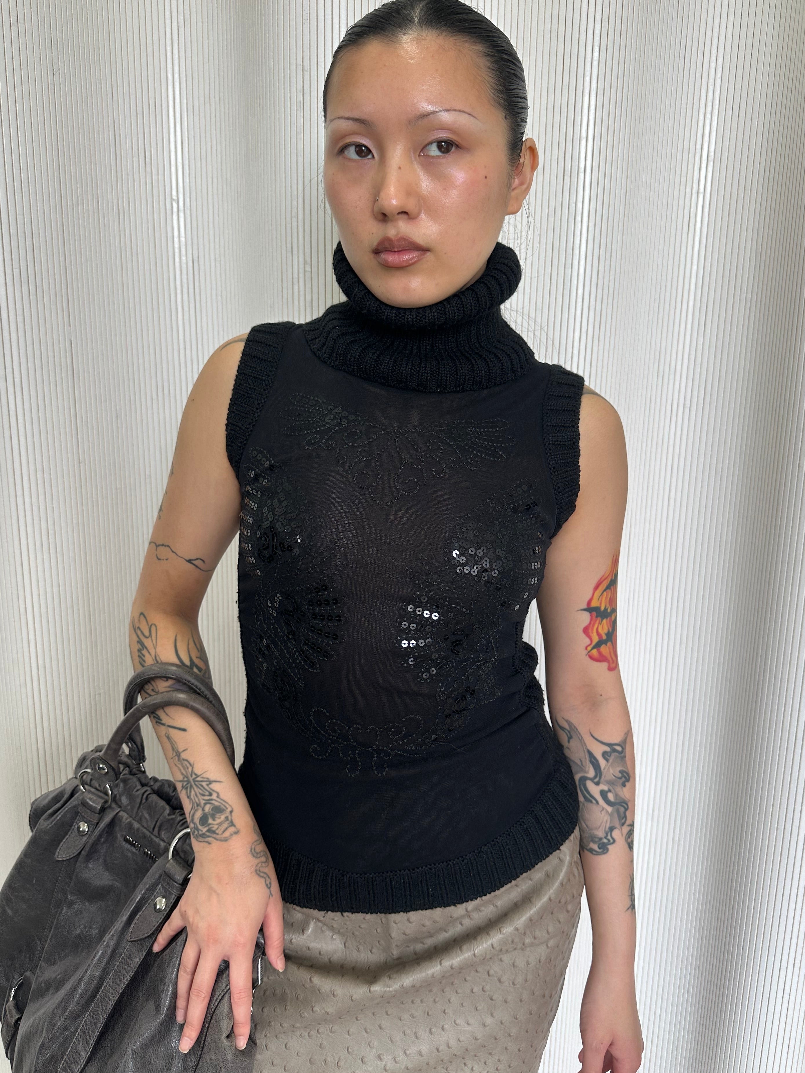 cristinaeffe turtleneck sleeveless knit made in italy