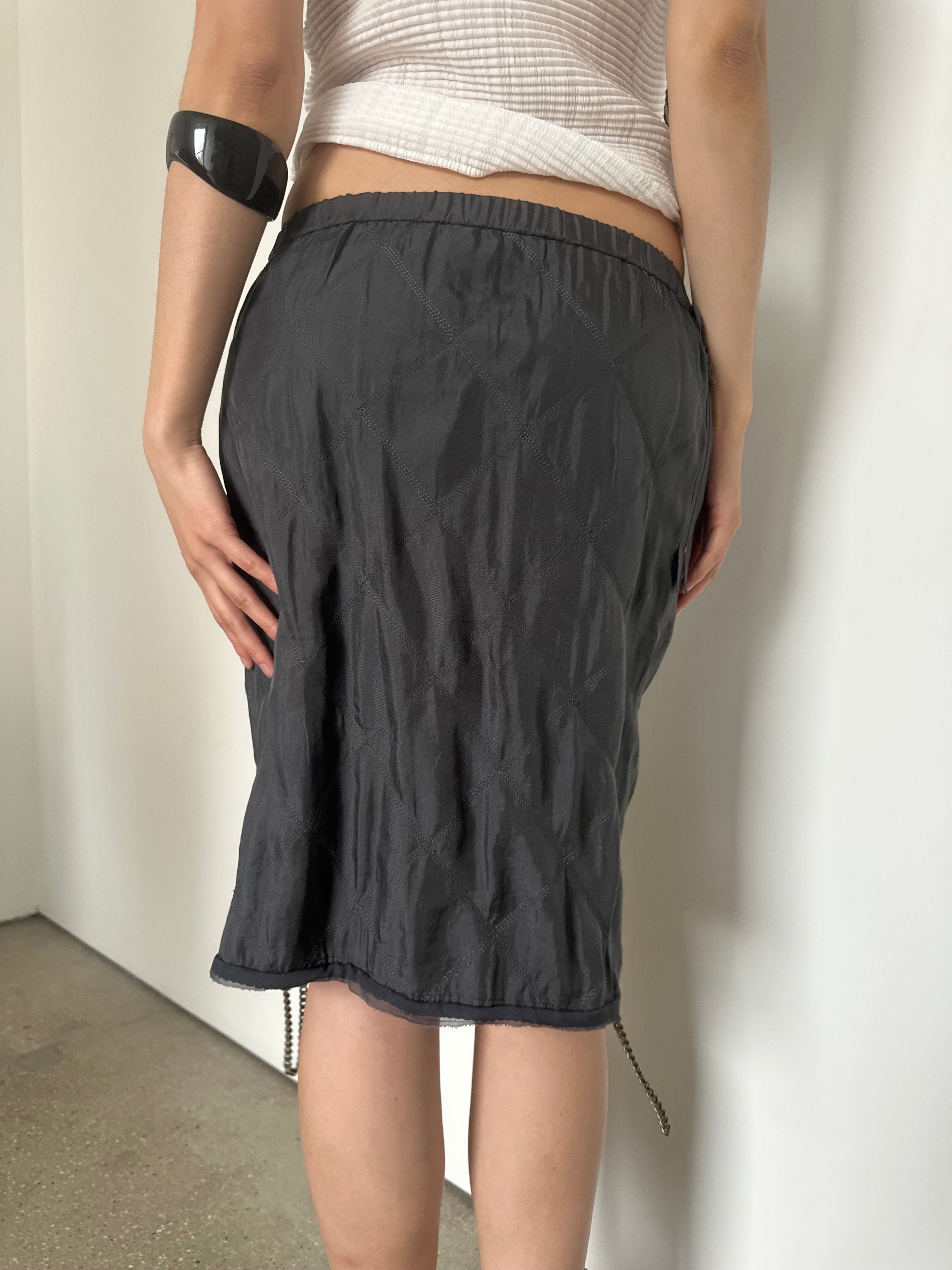 lanvin knee length skirt with chain detail