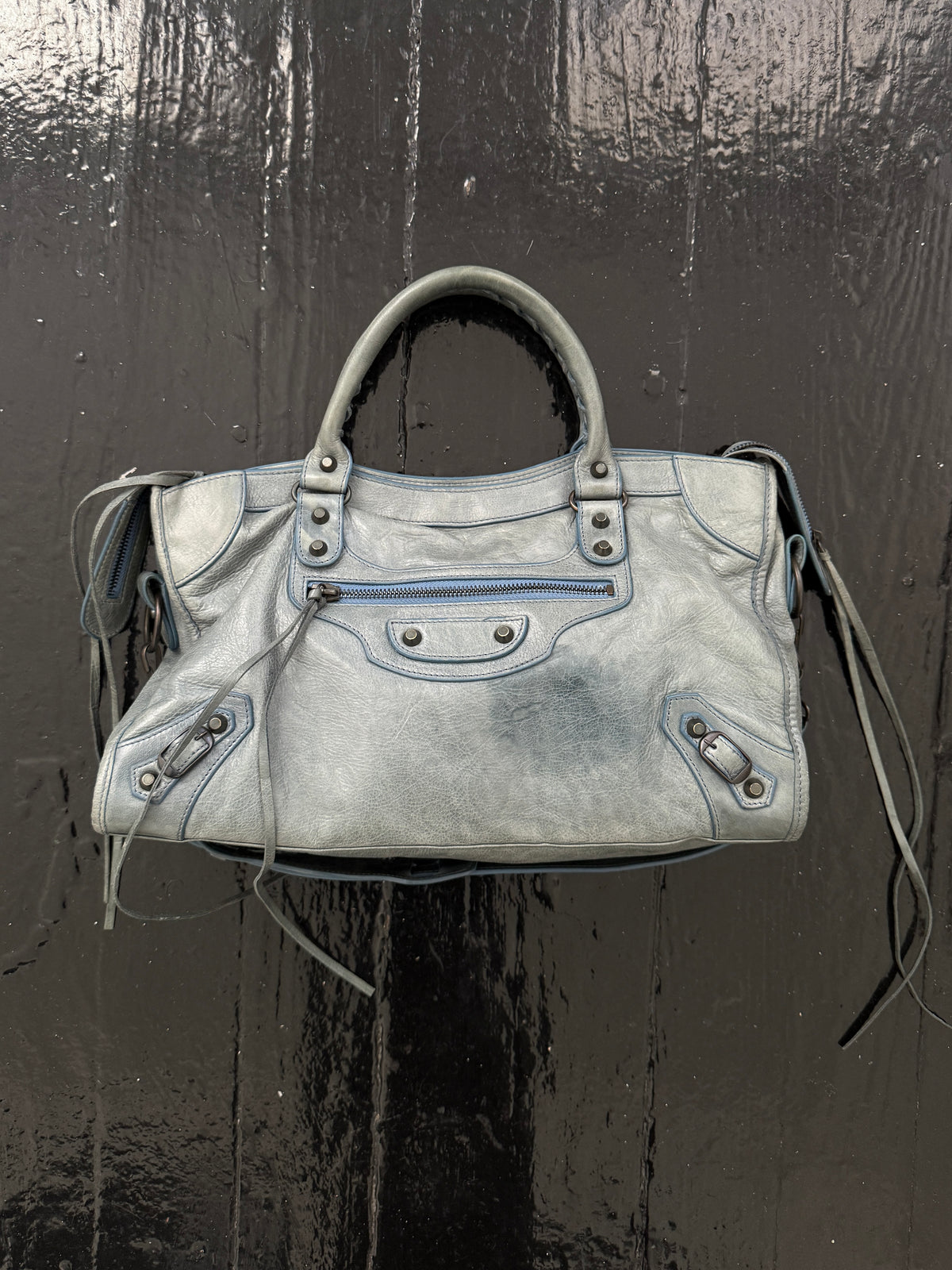 balenciaga robin’s egg blue city bag