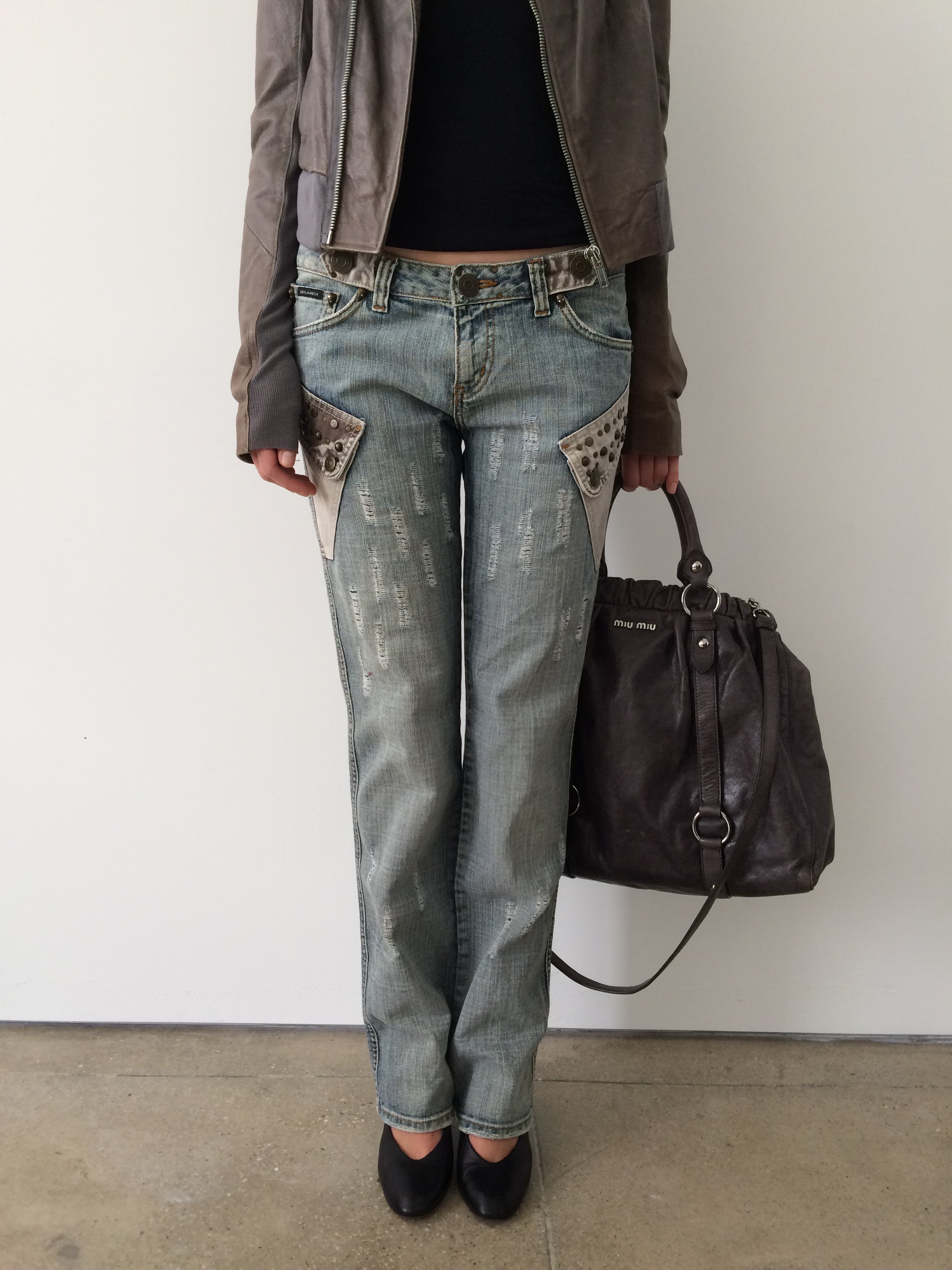 dsquared distressed light wash jeans