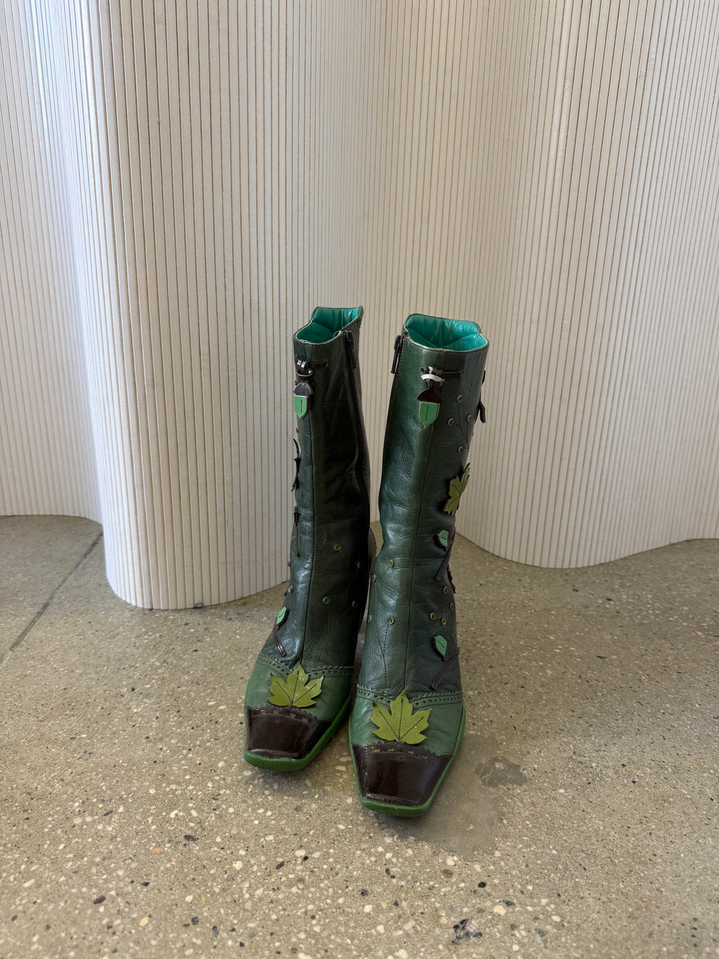 Prada f/w 1999 green leaf boots 36.5