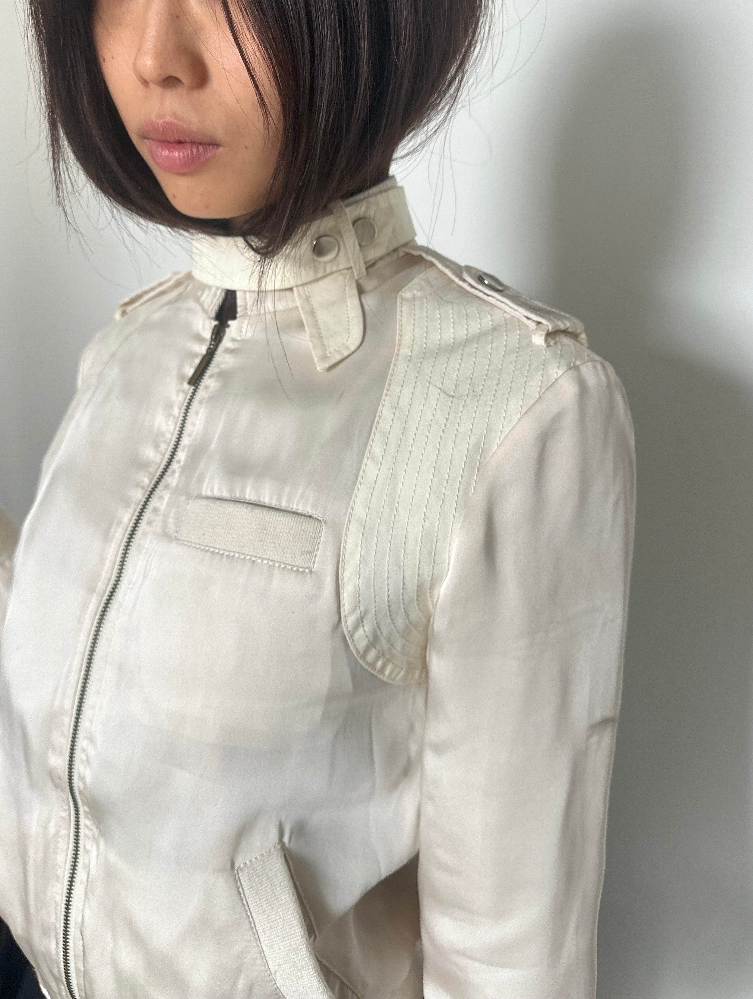 vintage cream satin bomber