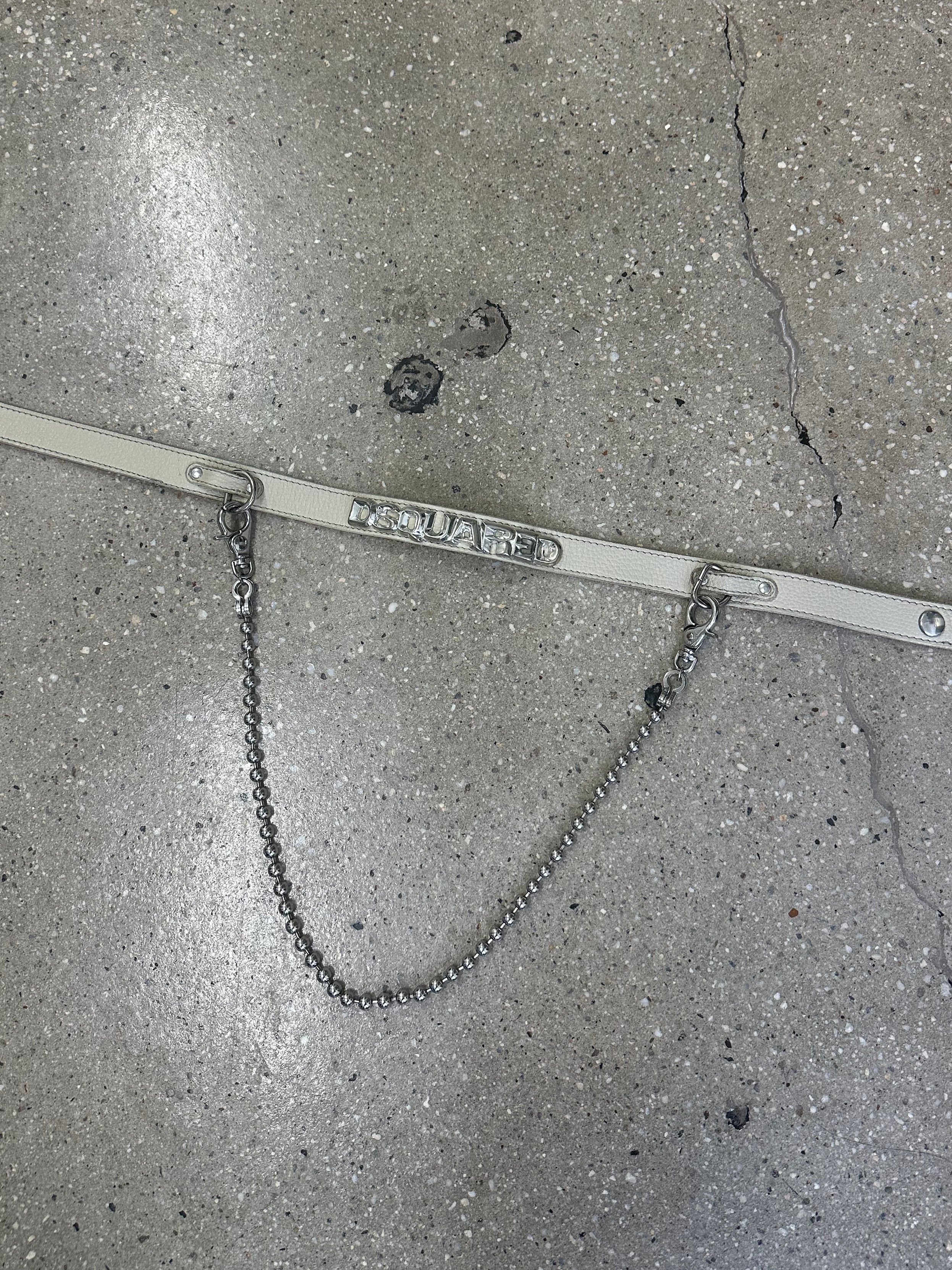 dsquared leather belt with chain detail