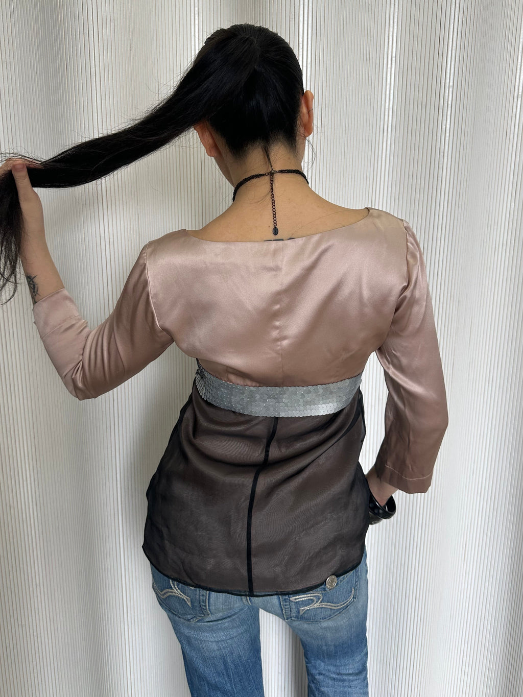 vintage valentino silk 3/4 sleeve top