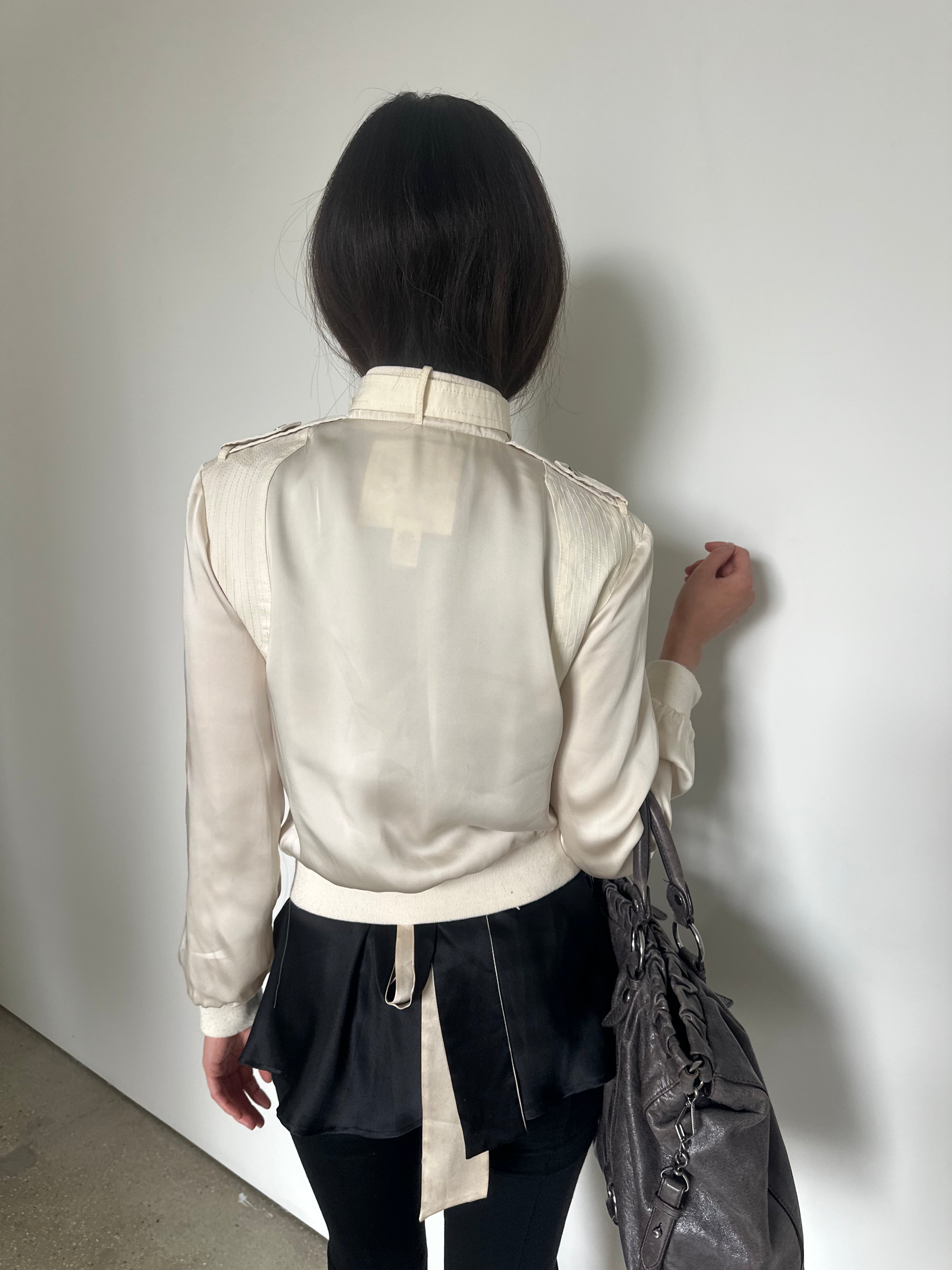 vintage cream satin bomber