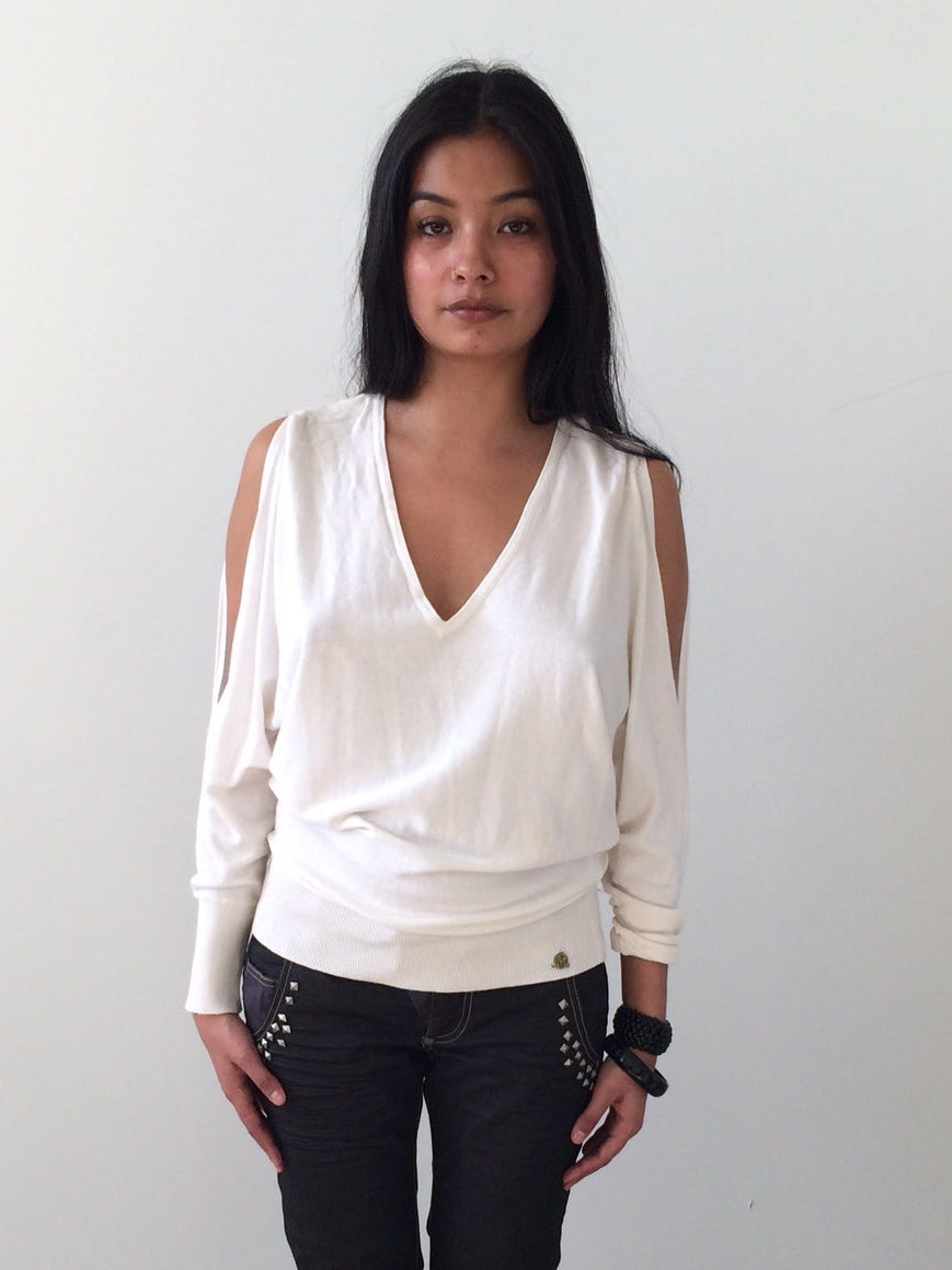 vintage white cutout sweater