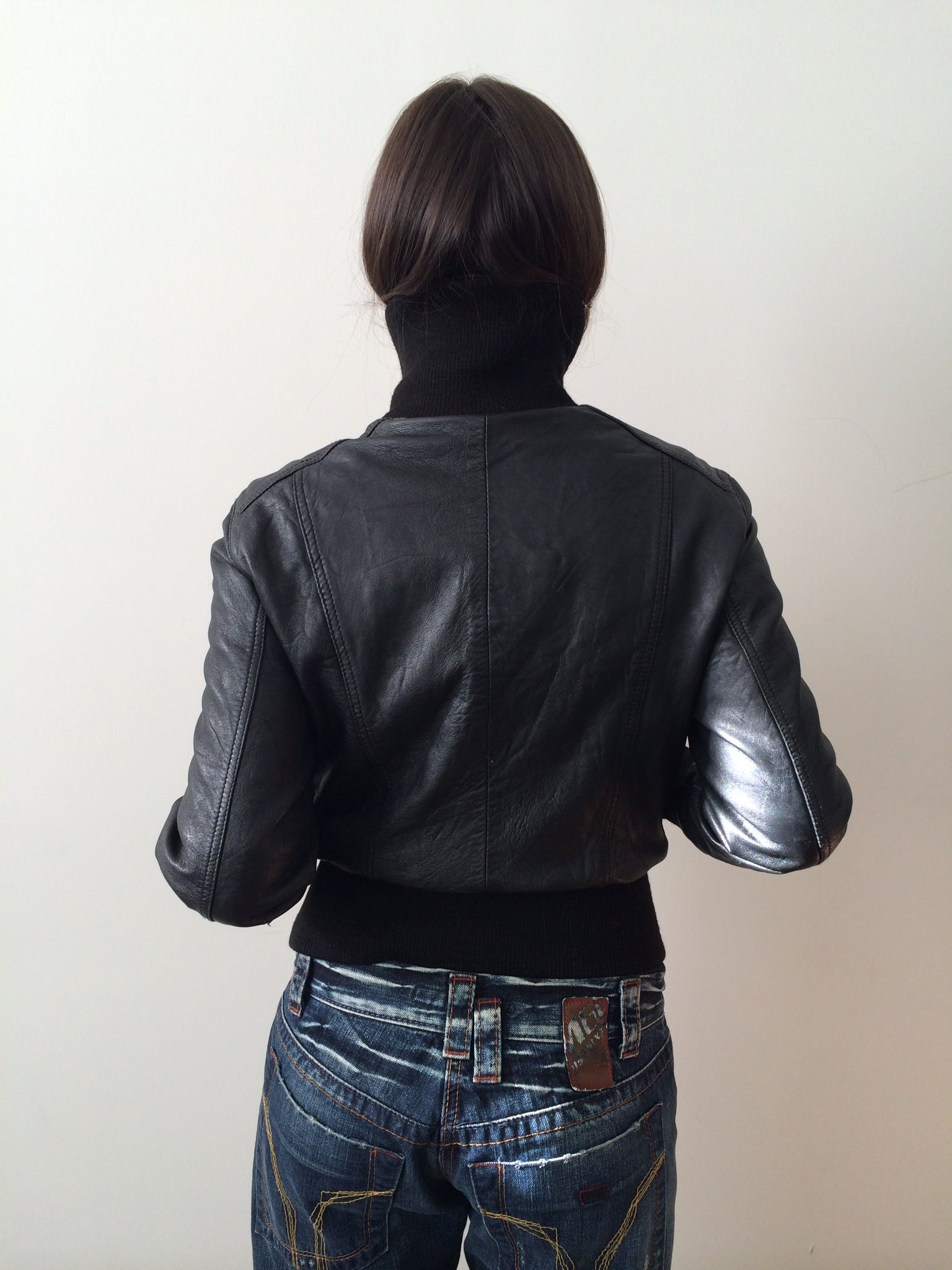 specchio leather bomber