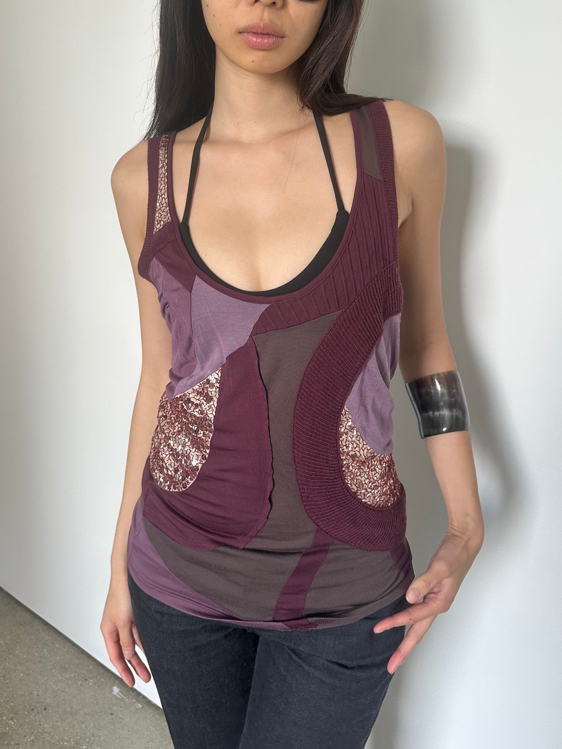 patrizia pepe sequin tank top