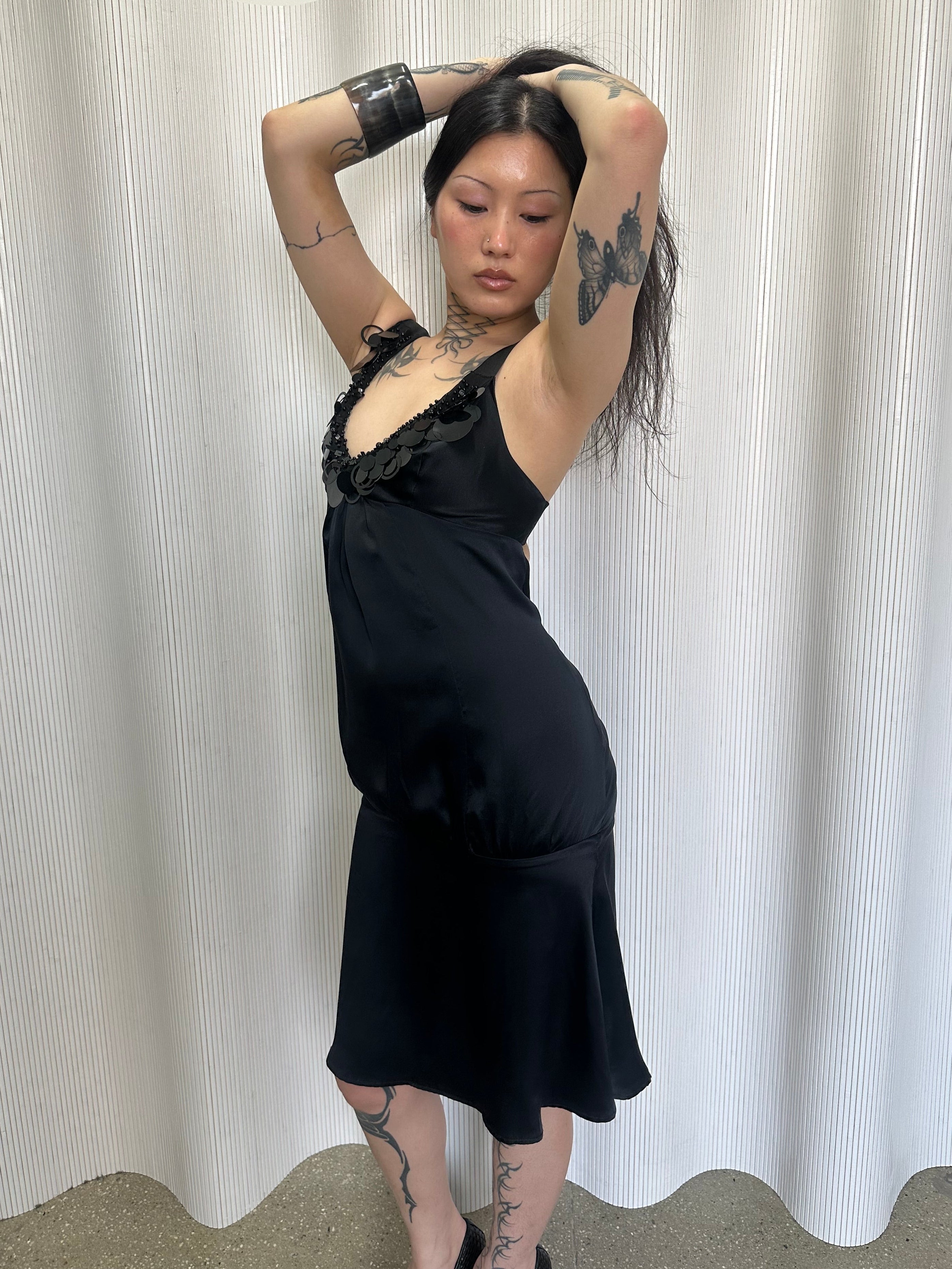 silk drop waist dress made in italy
