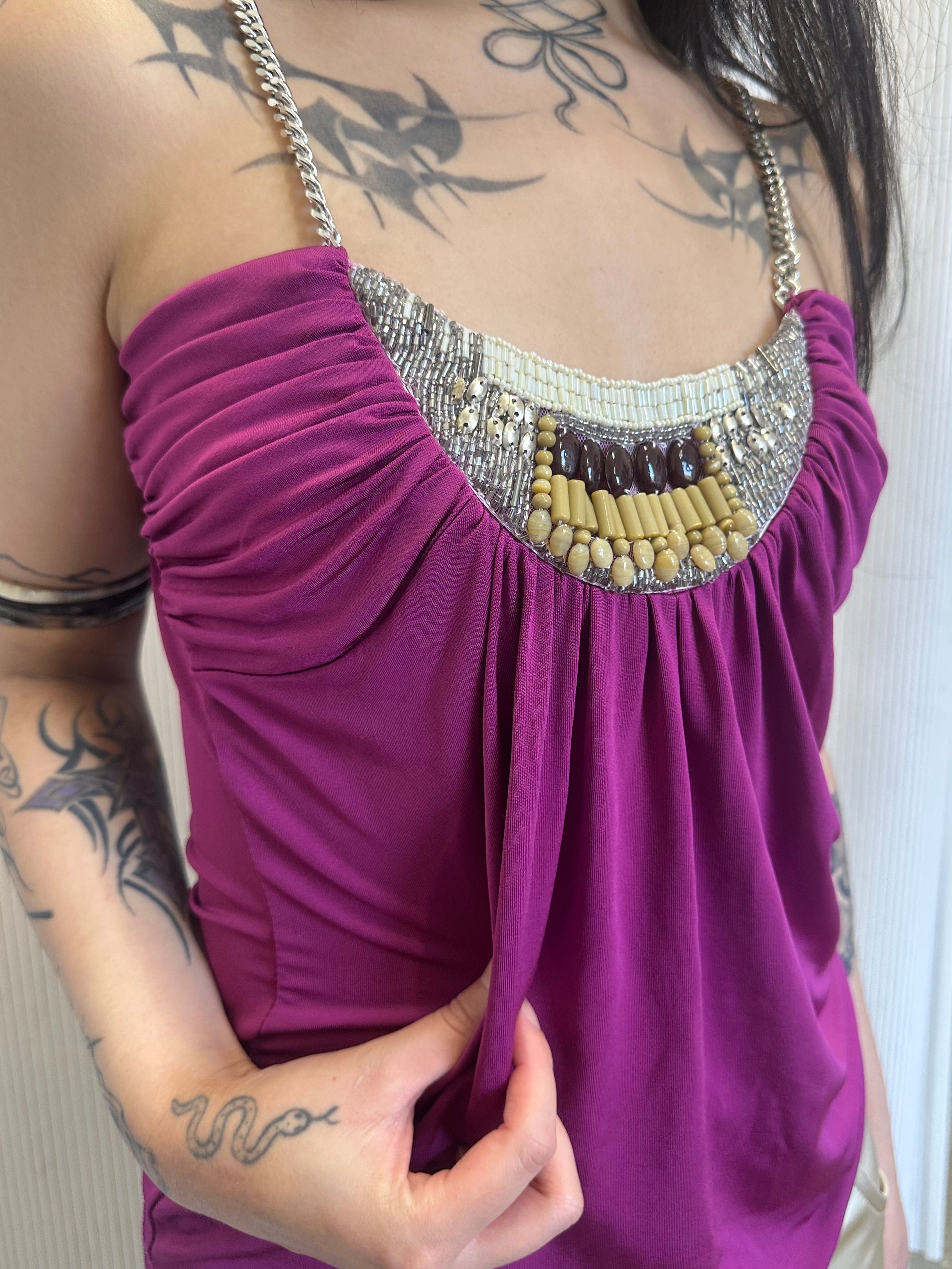 chain strap beaded top made in italy