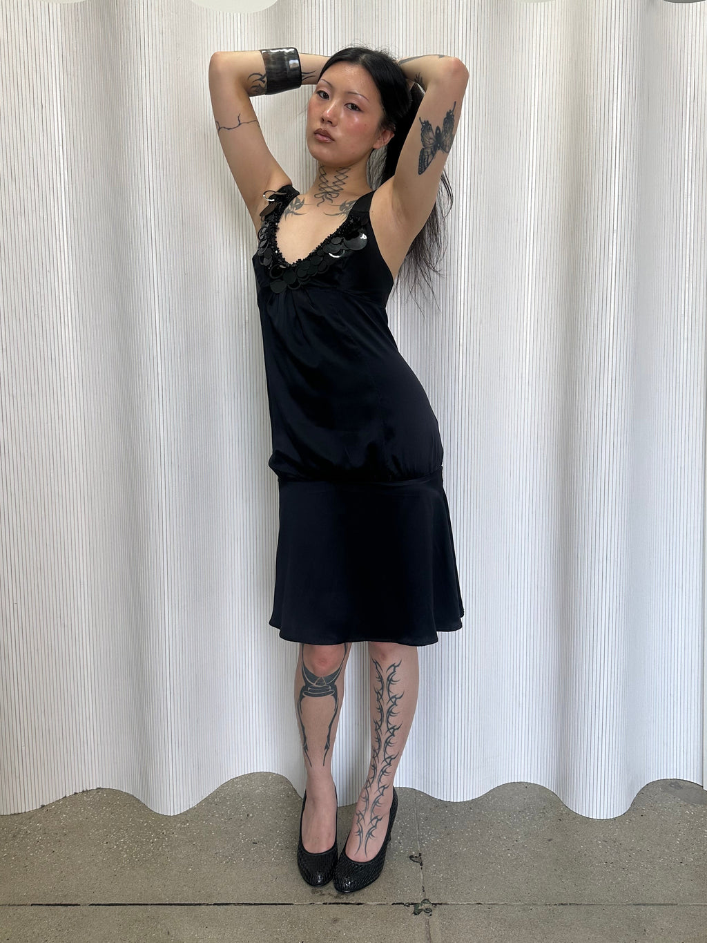 silk drop waist dress made in italy