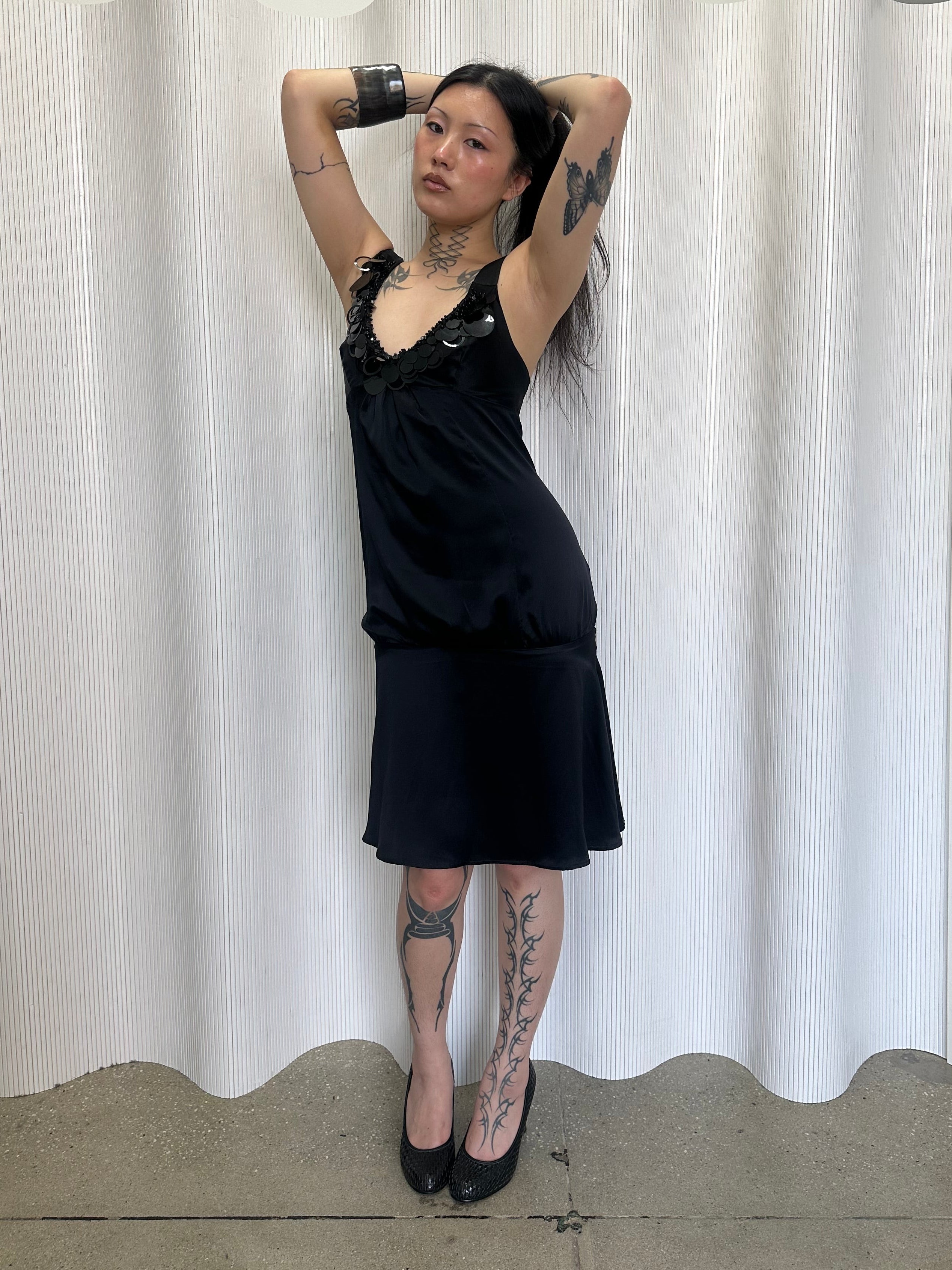 silk drop waist dress made in italy