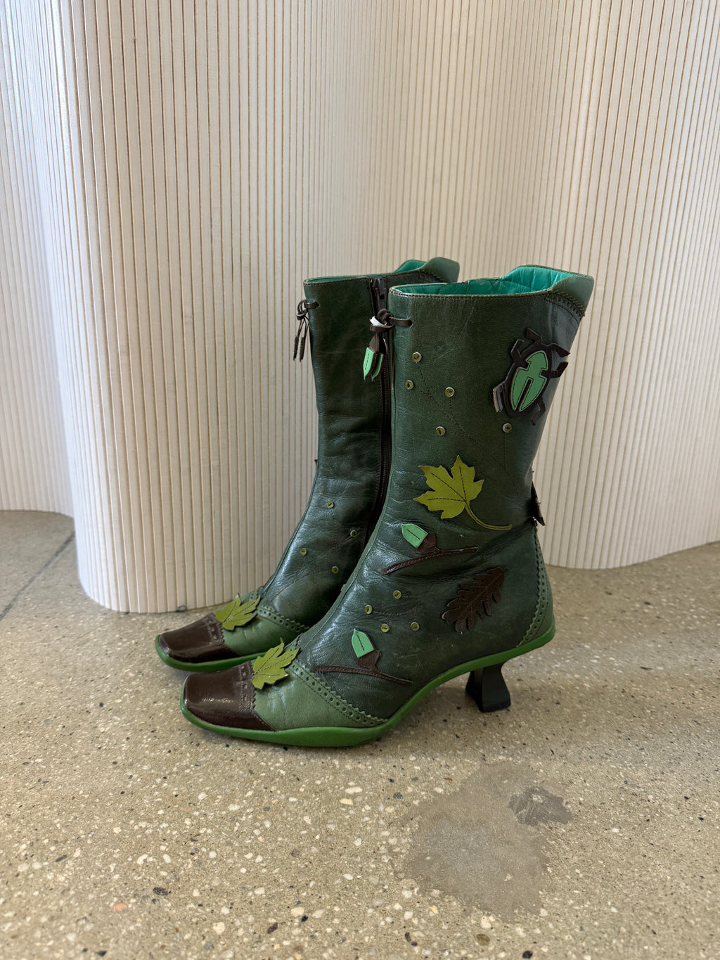 Prada f/w 1999 green leaf boots 36.5