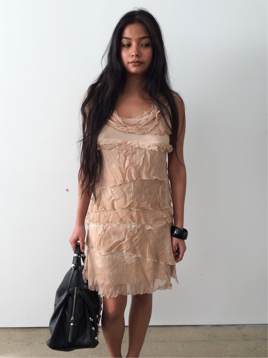 vintage silk layered italian pink dress