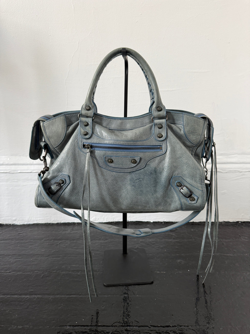 balenciaga robin’s egg blue city bag