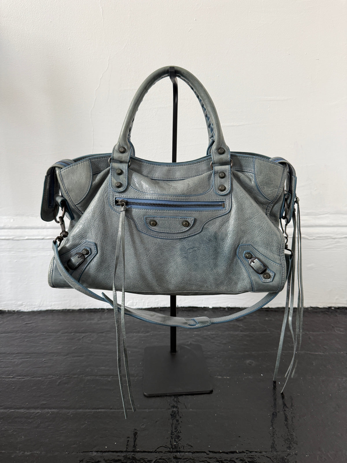balenciaga robin’s egg blue city bag