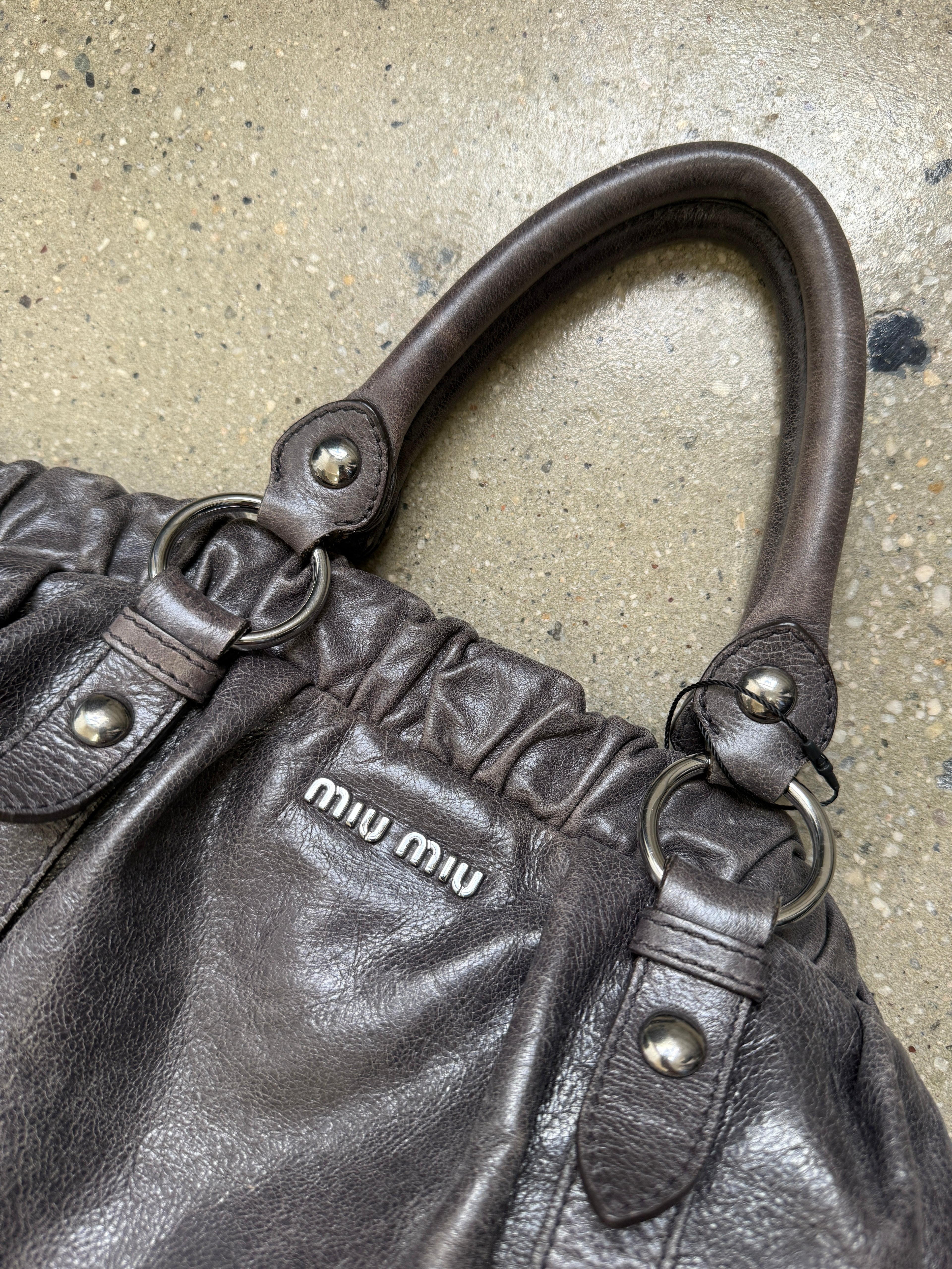 Miu Miu grey purple shoulder bag