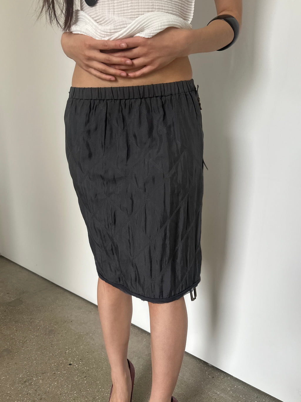 lanvin knee length skirt with chain detail