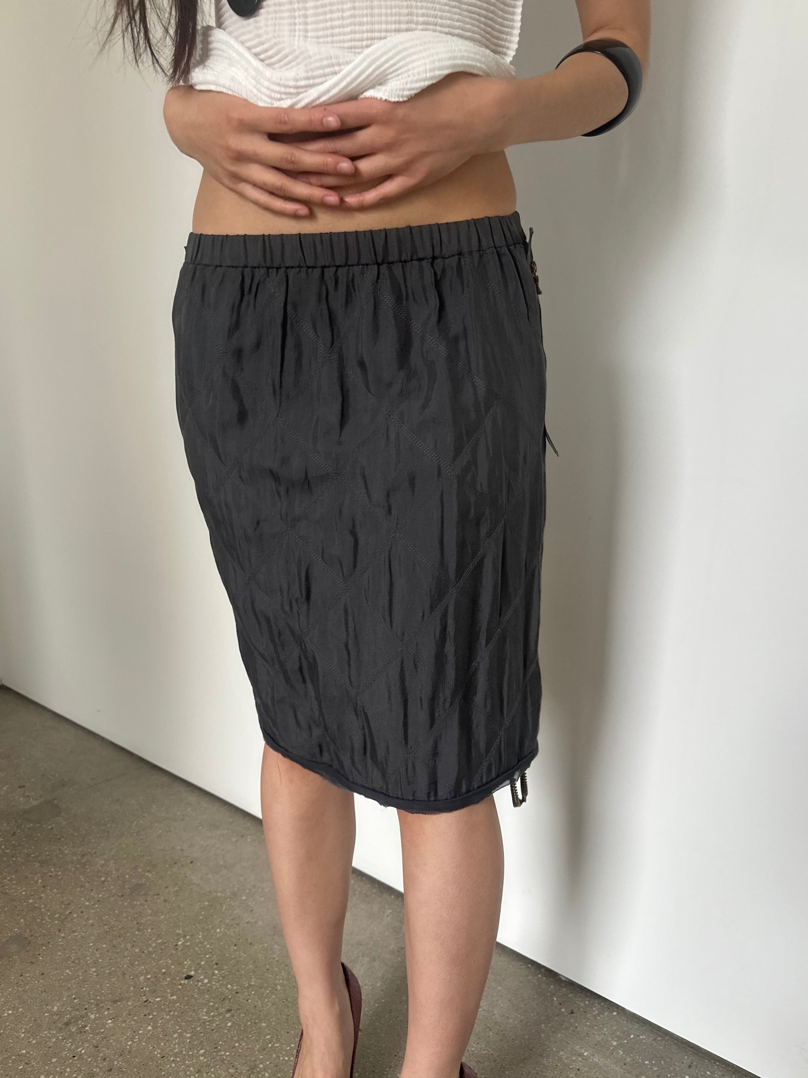 lanvin knee length skirt with chain detail