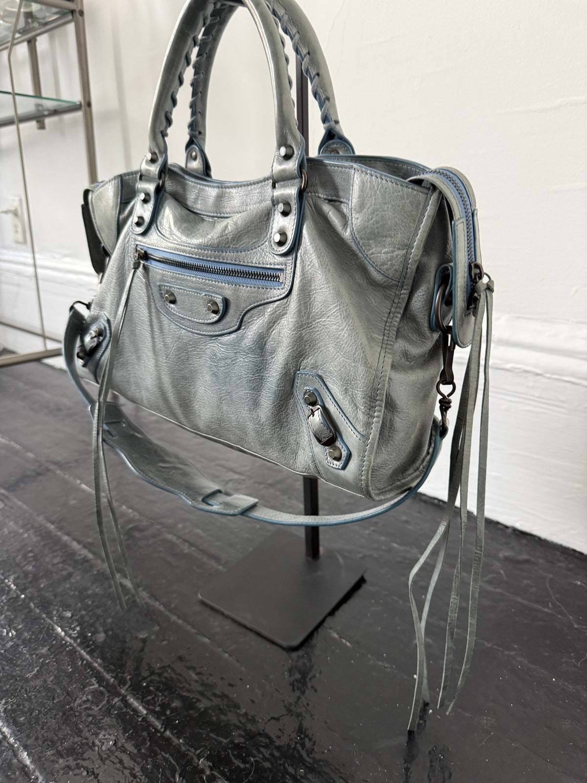balenciaga robin’s egg blue city bag
