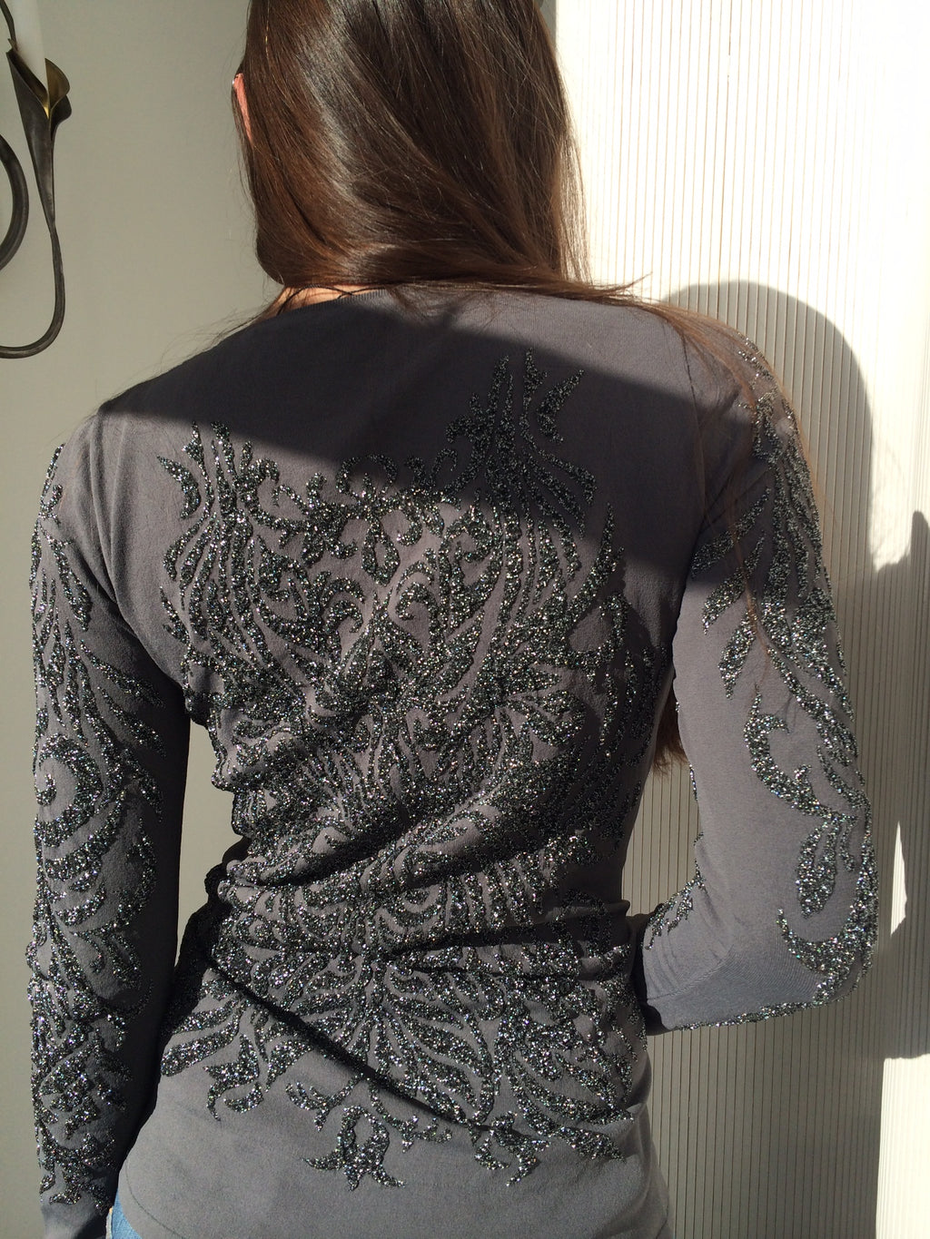 alberta ferretti grey long sleeve