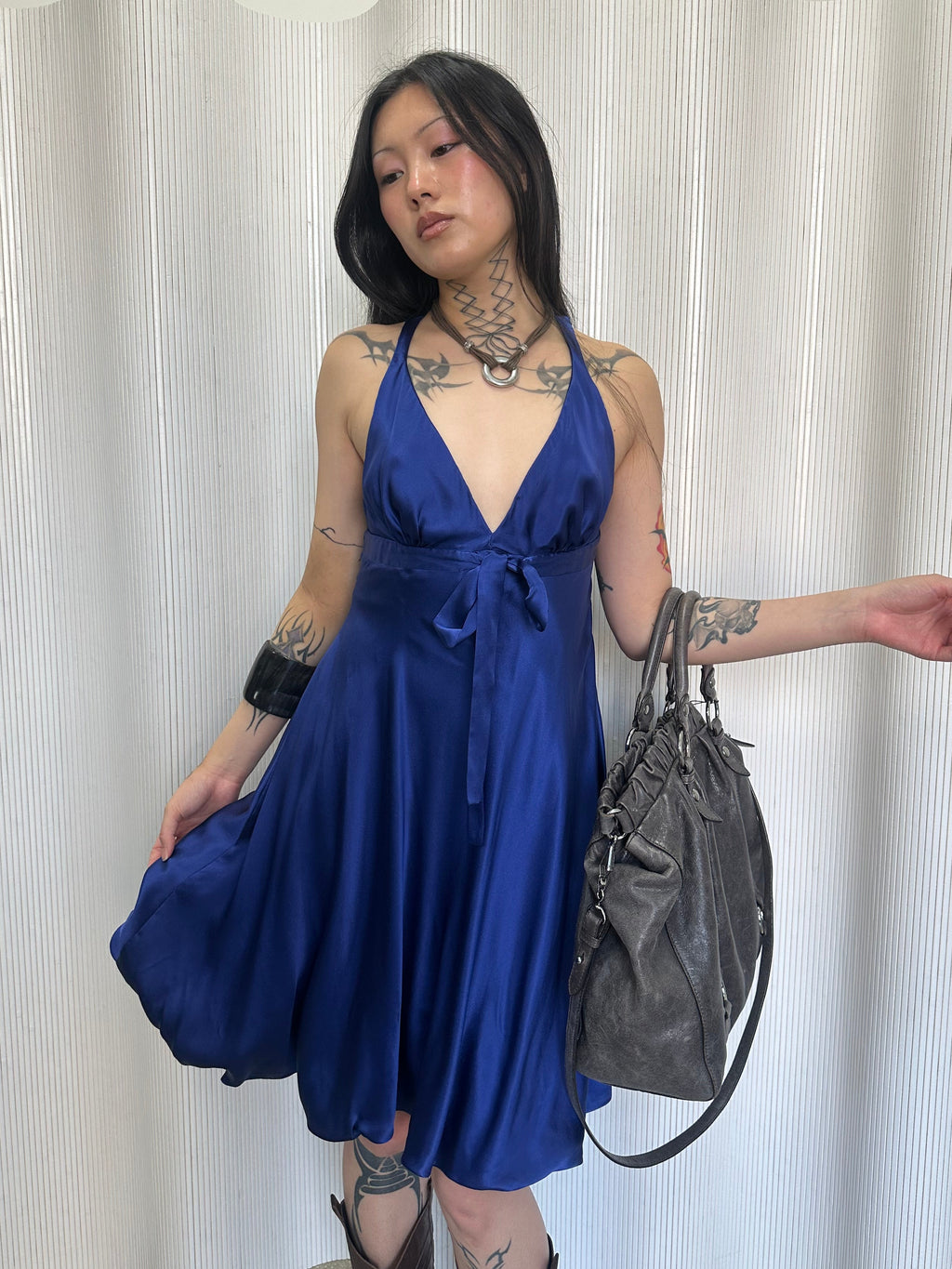 nolita cerulean silk dress made in italy