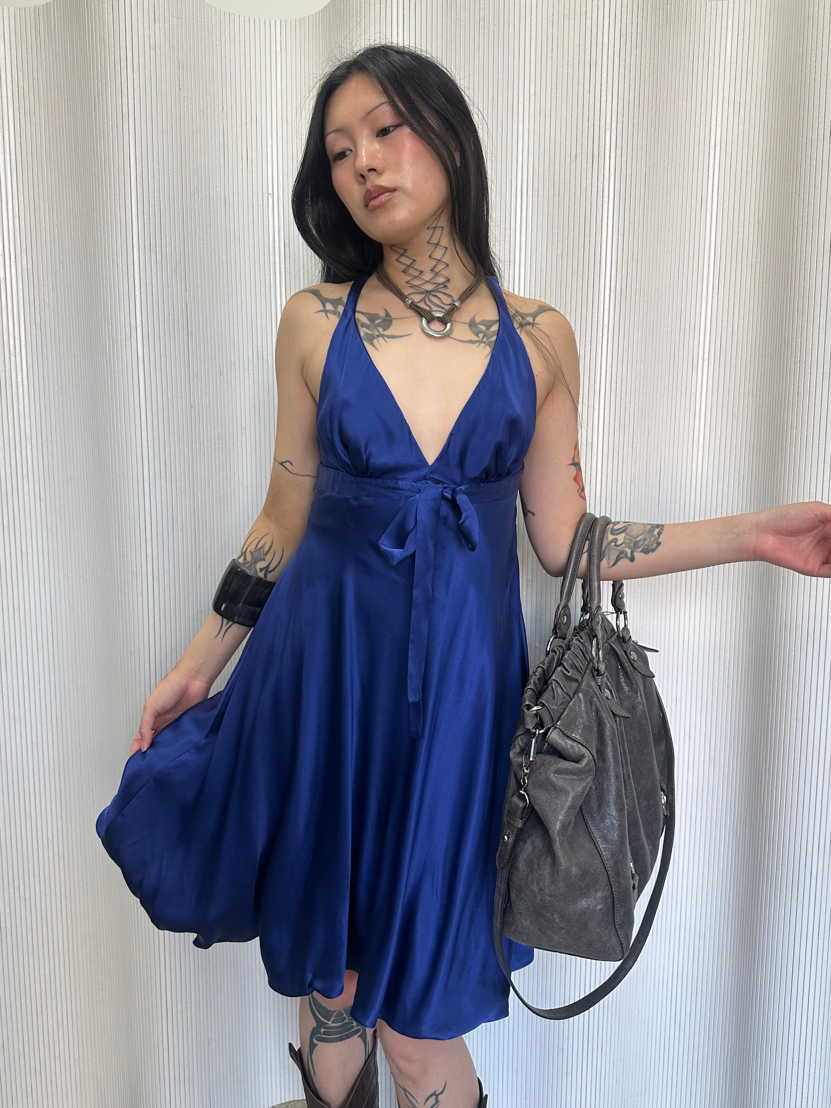 nolita cerulean silk dress made in italy