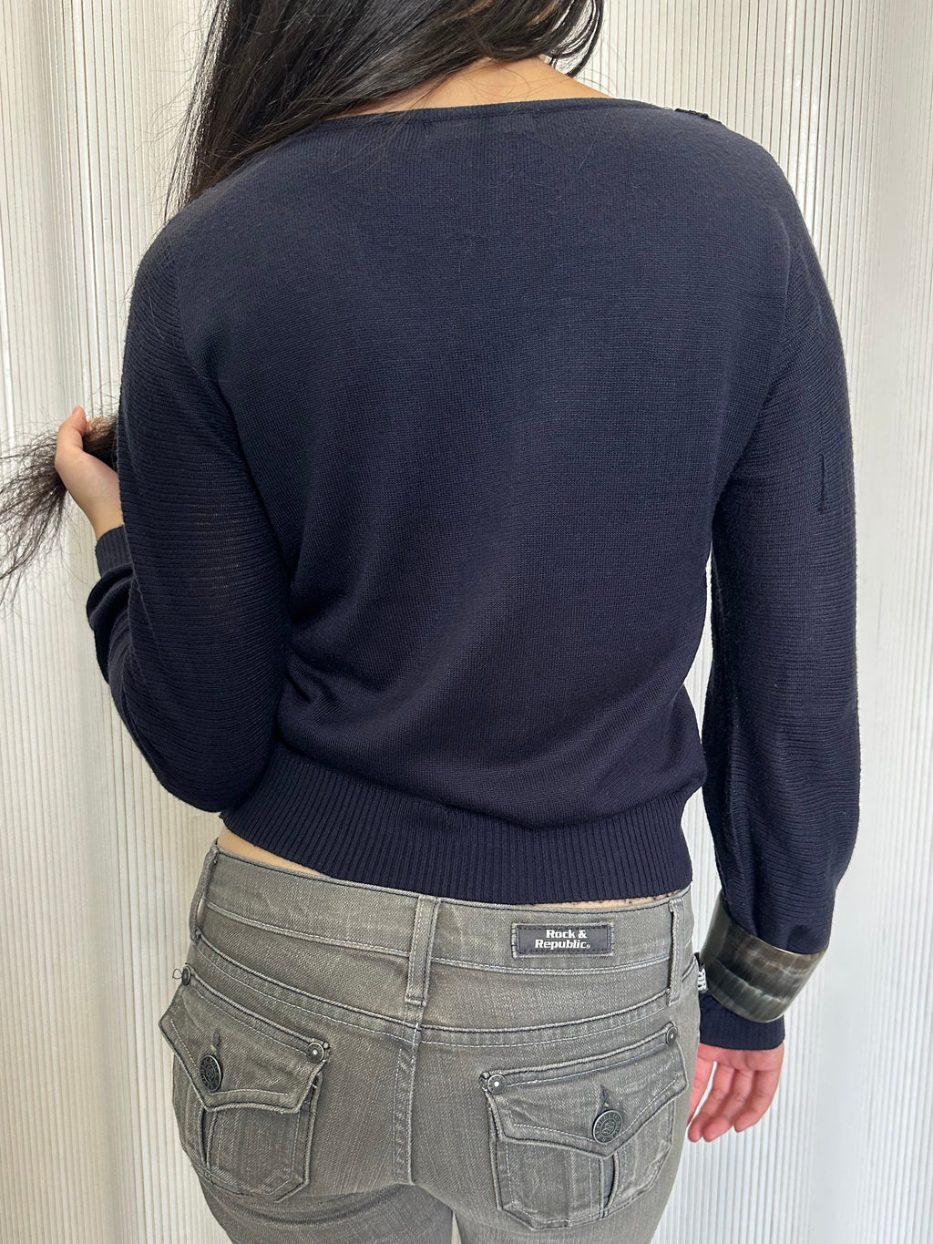 vintage french sweater with floral appliqué