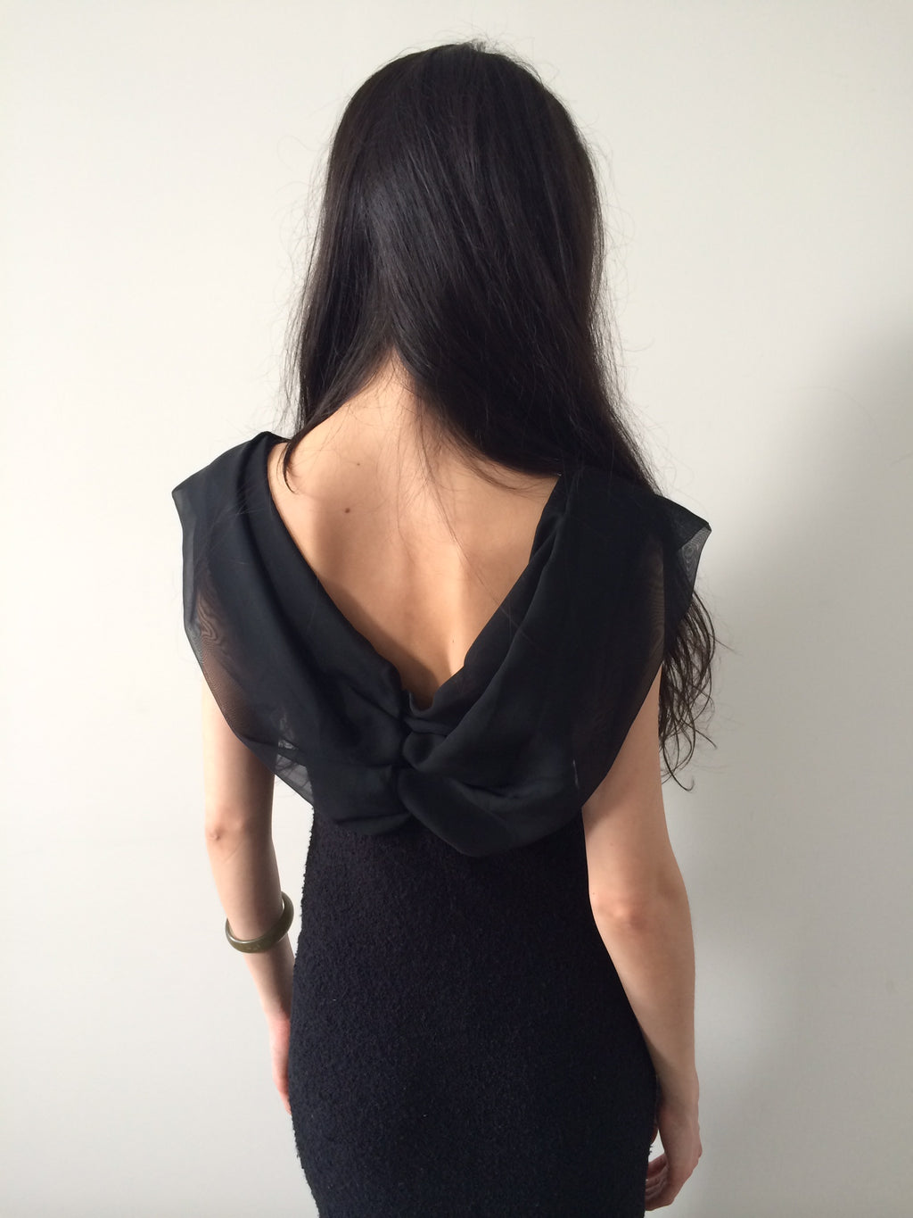 vintage off the shoulder backless dress made in france