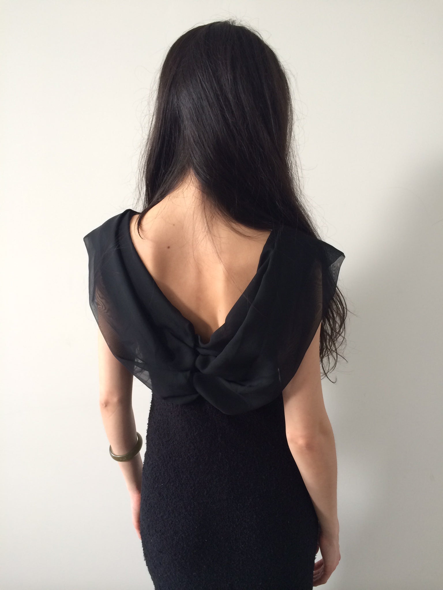 vintage off the shoulder backless dress made in france