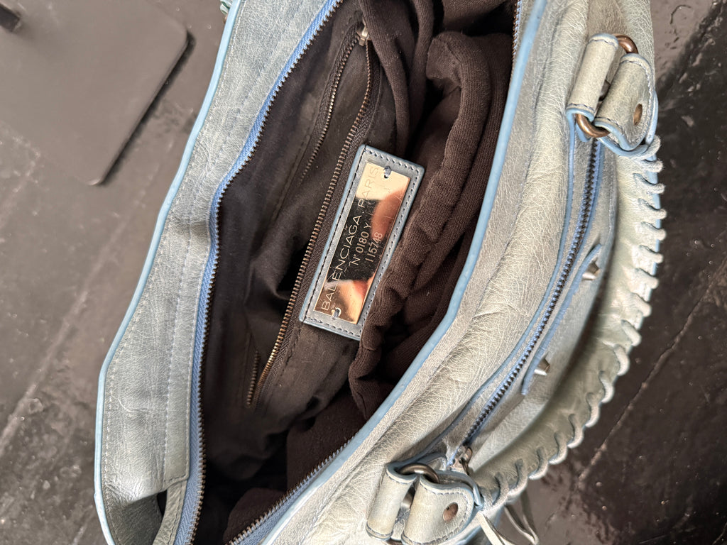 balenciaga robin’s egg blue city bag
