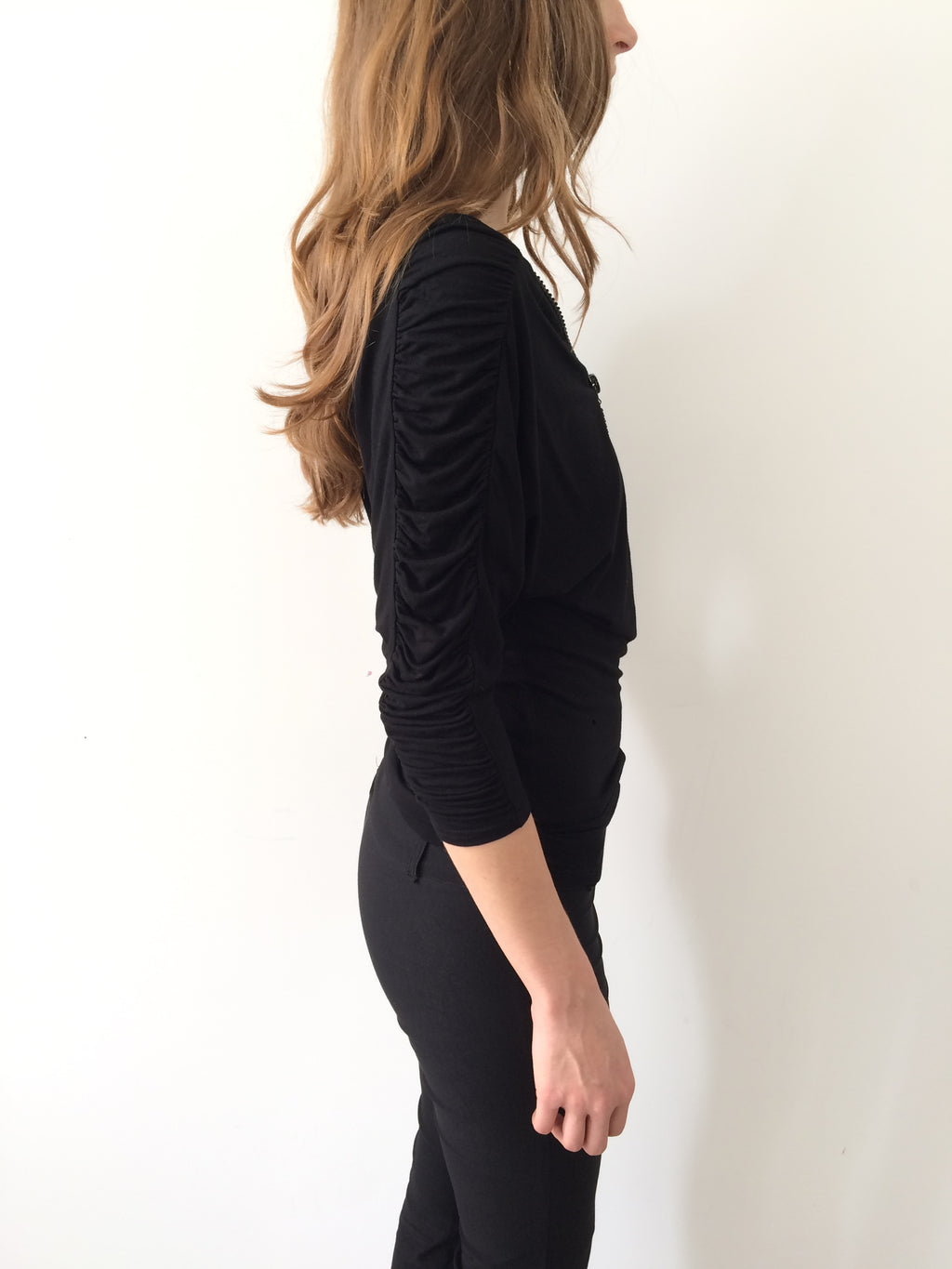 morgan de toi ruched zipper top