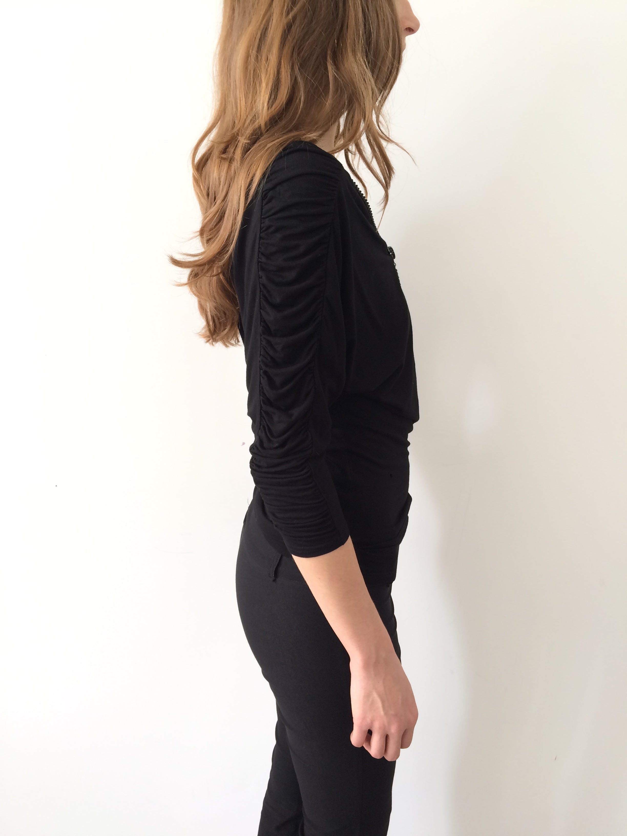 morgan de toi ruched zipper top