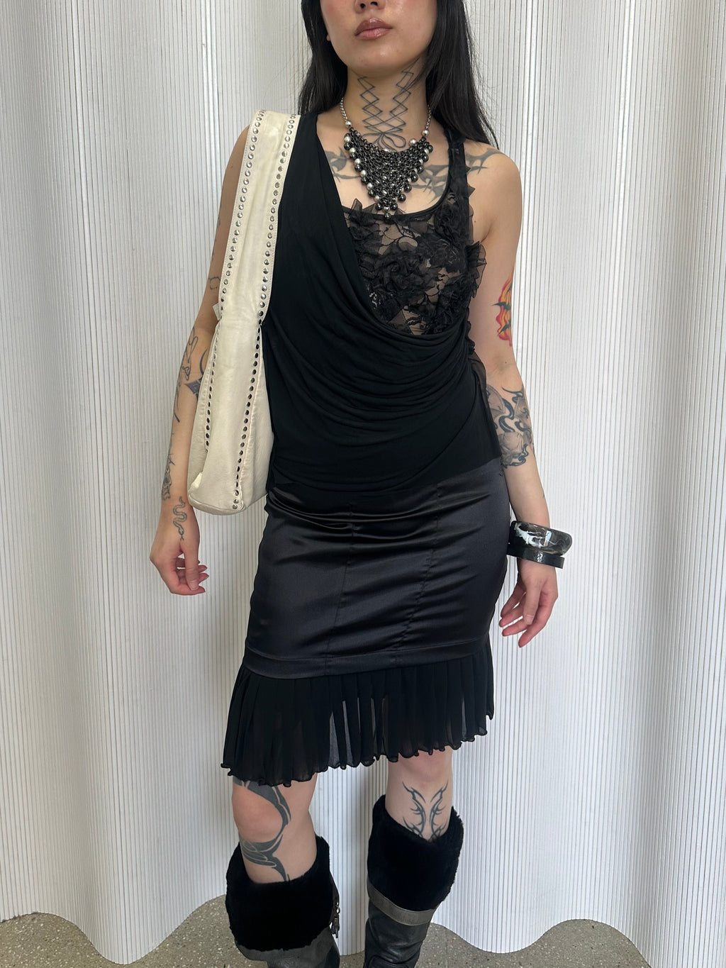 cristinaeffe lace and satin dress made in italy