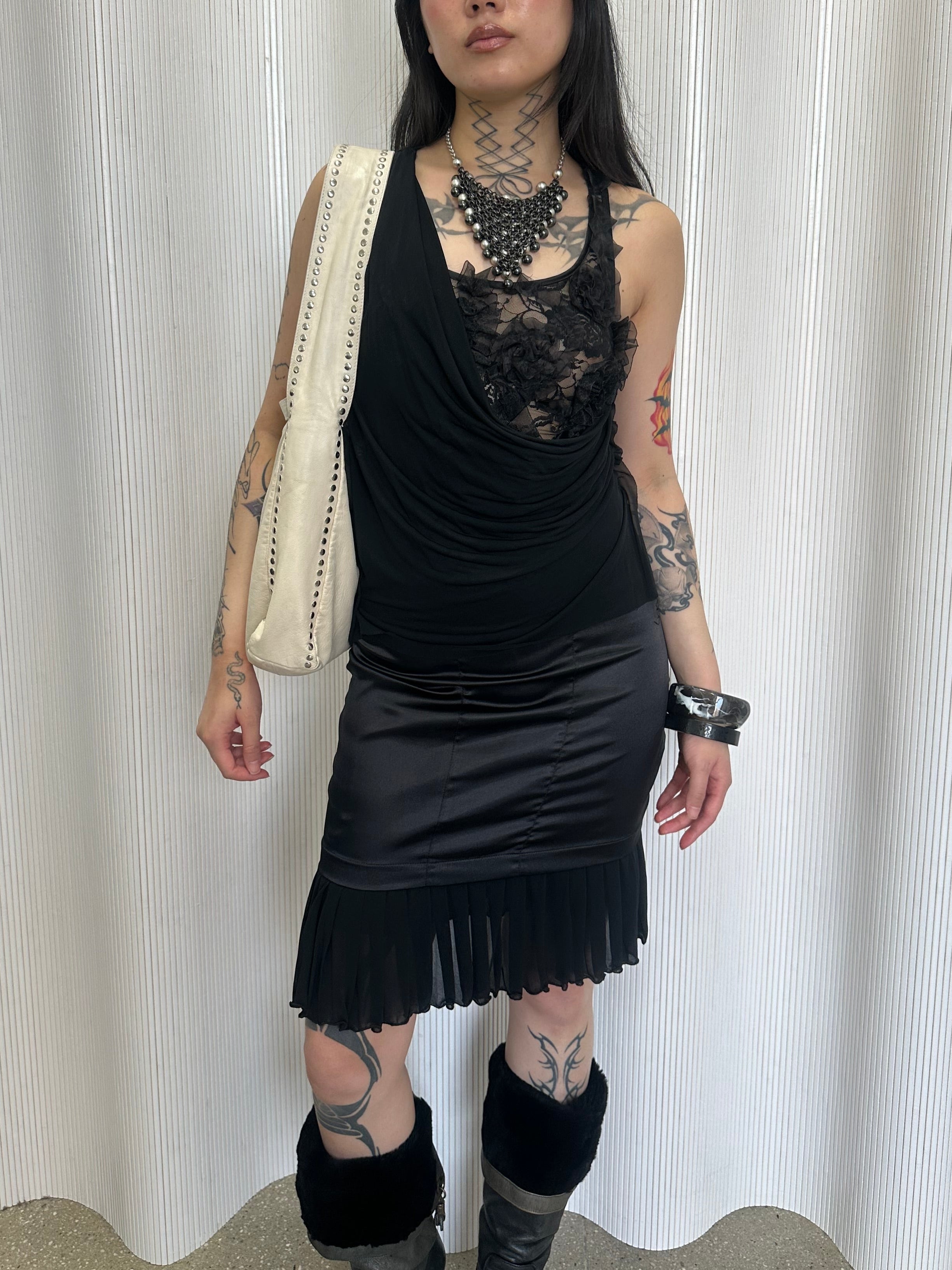 cristinaeffe lace and satin dress made in italy