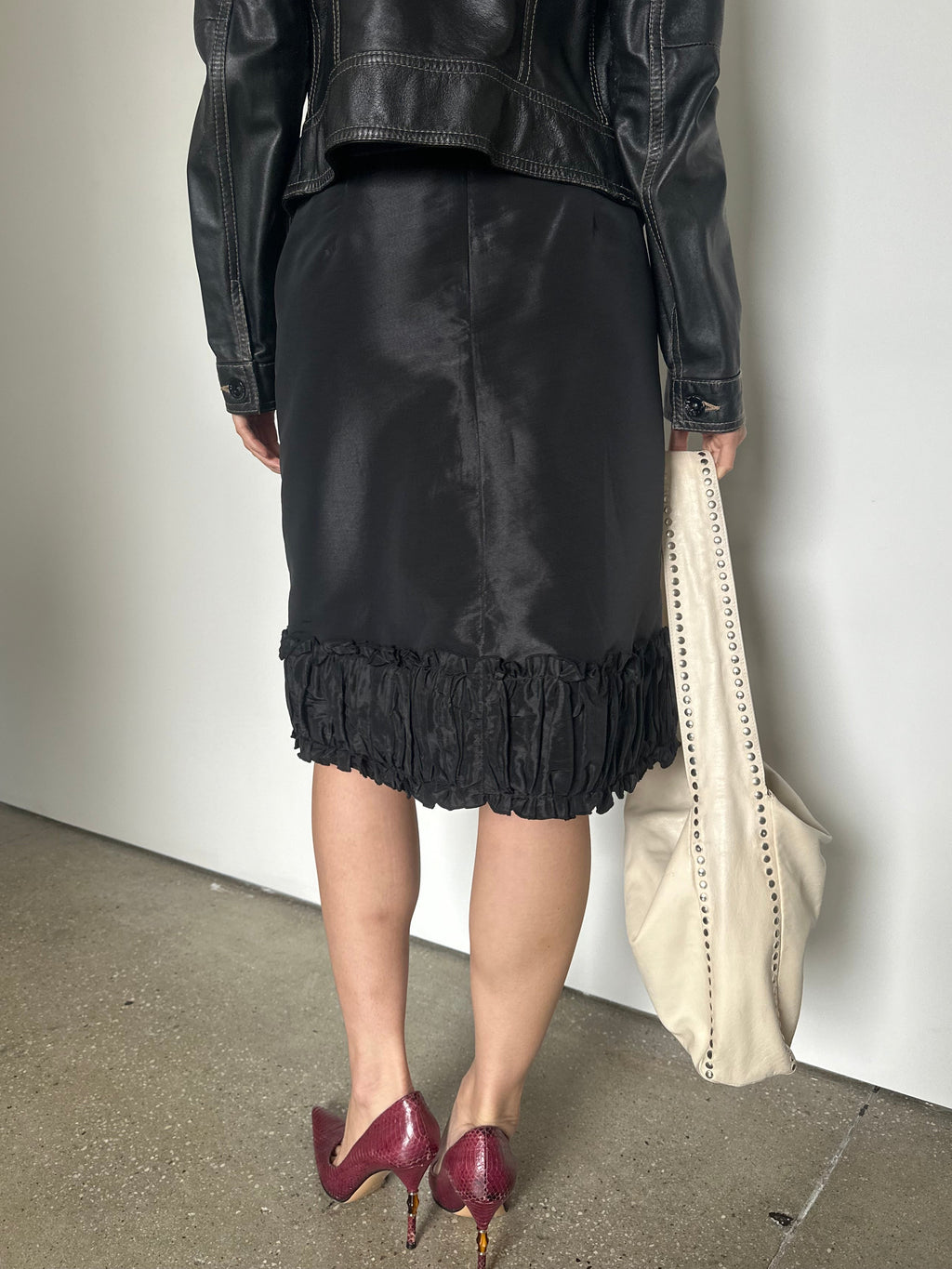 vintage taffeta knee length skirt