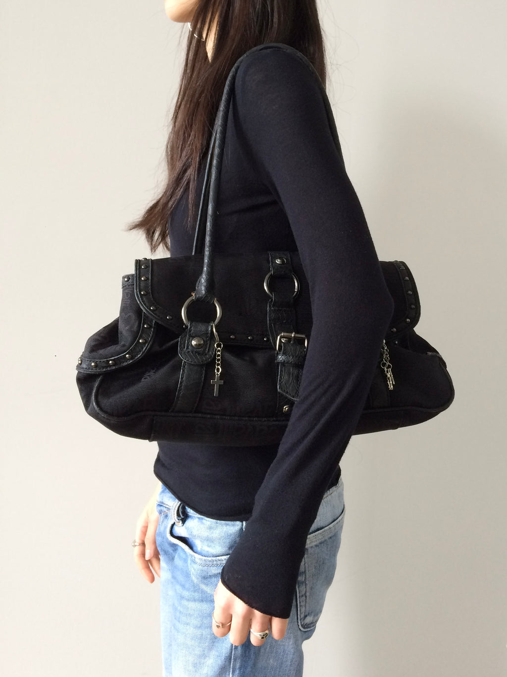 just cavalli black charm purse