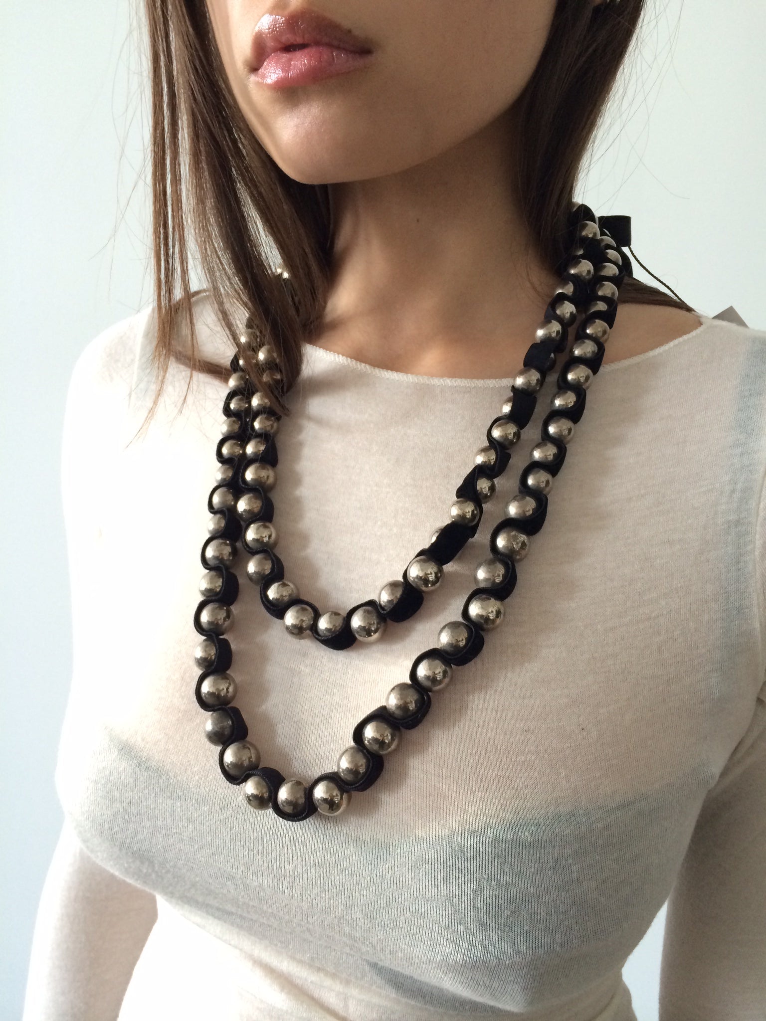 silver bead necklace