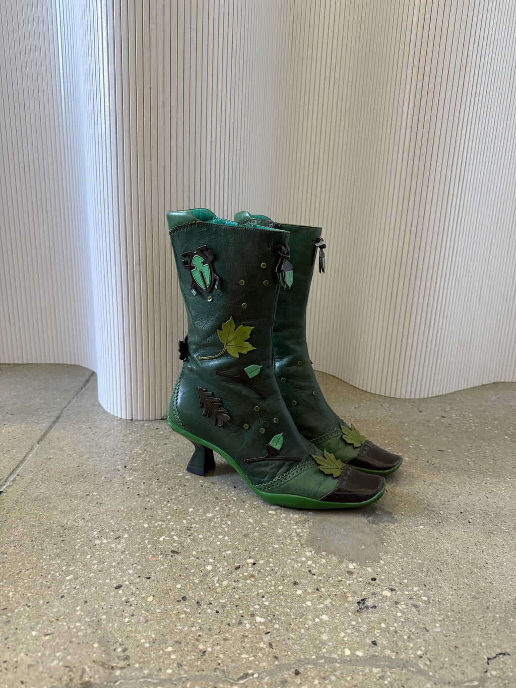 Prada f/w 1999 green leaf boots 36.5