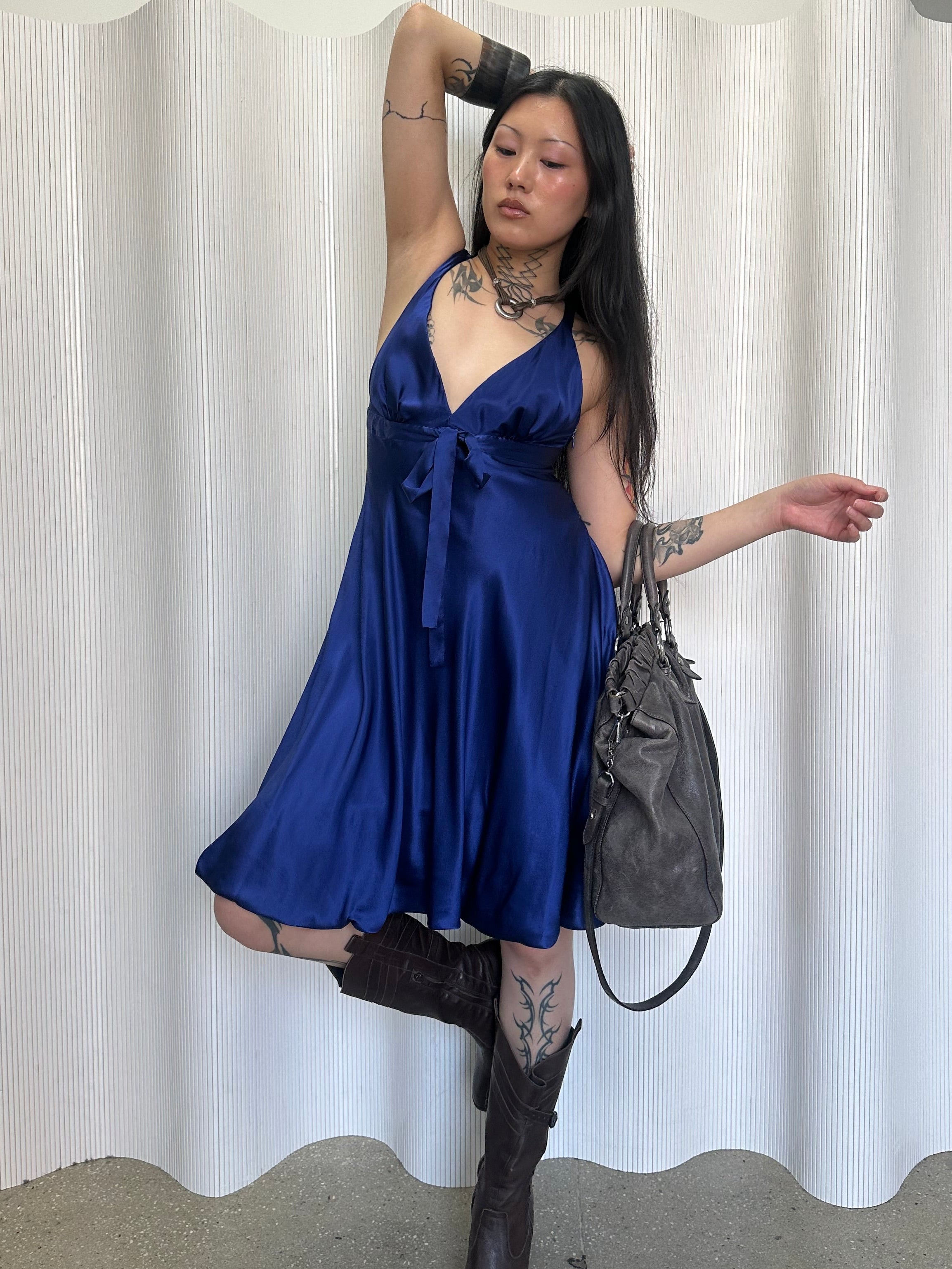 nolita cerulean silk dress made in italy