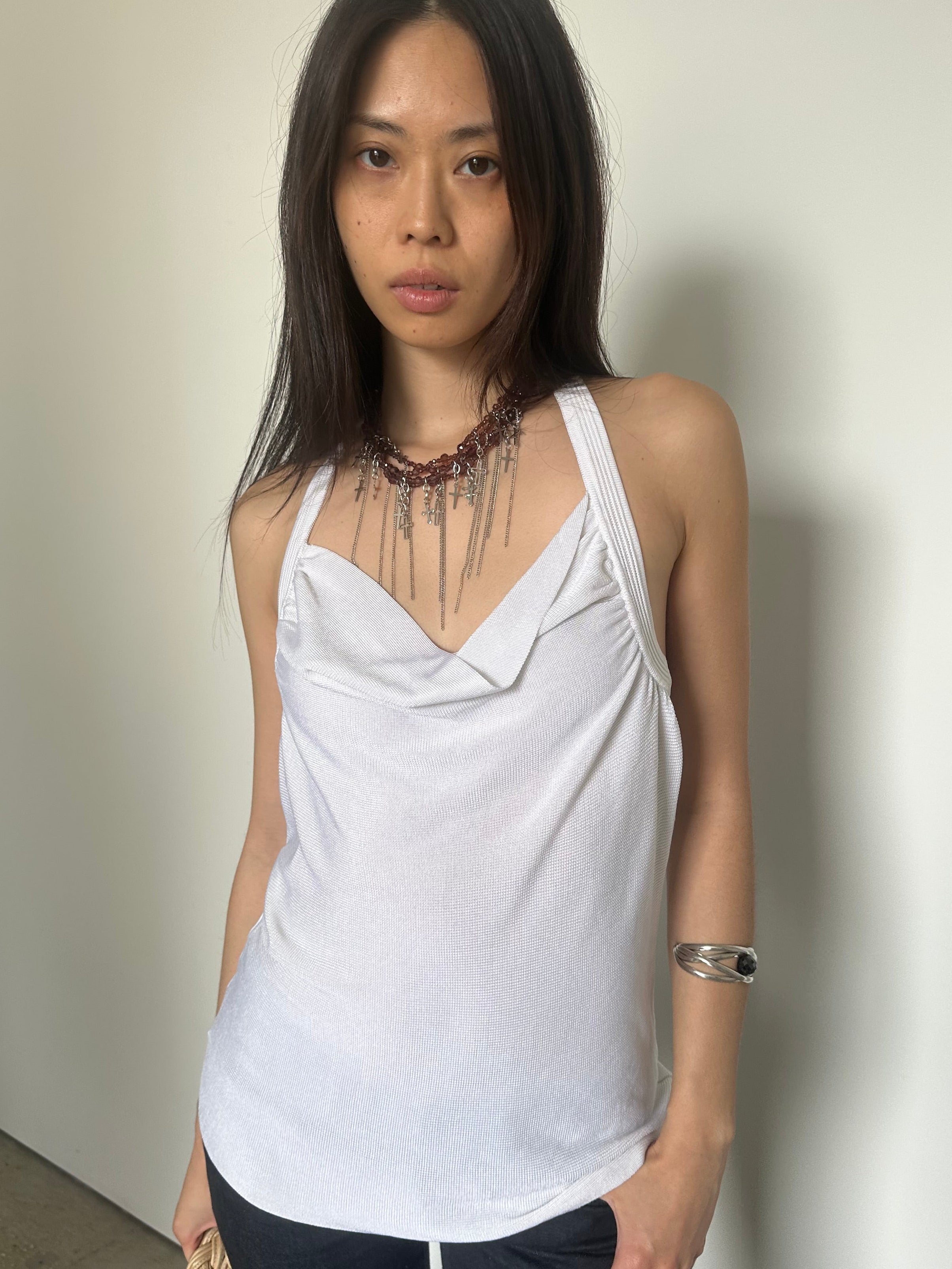 nwt vintage bebe cowl neck racerback top