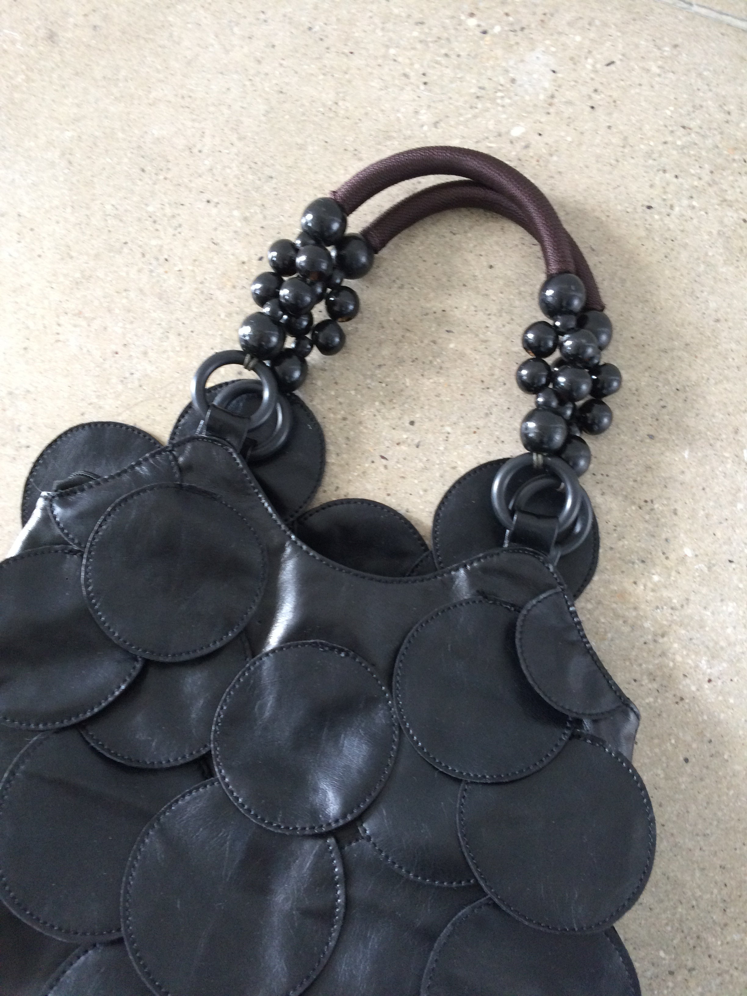 vintage vegan leather scalloped bag